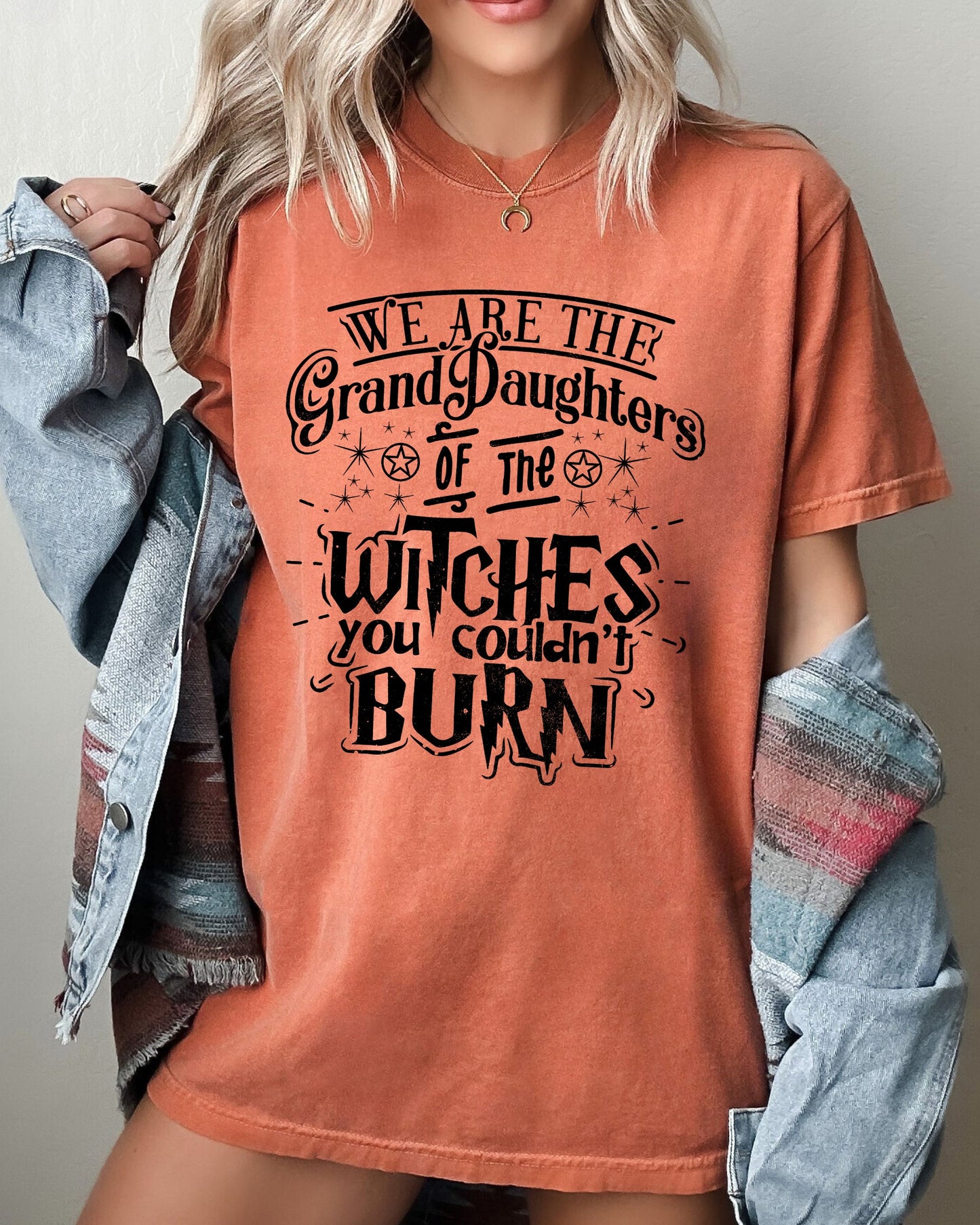 Granddaughters of the Witches Skeleton Witch Skull Halloween Costume Tshirt Comfort Colors T-Shirt