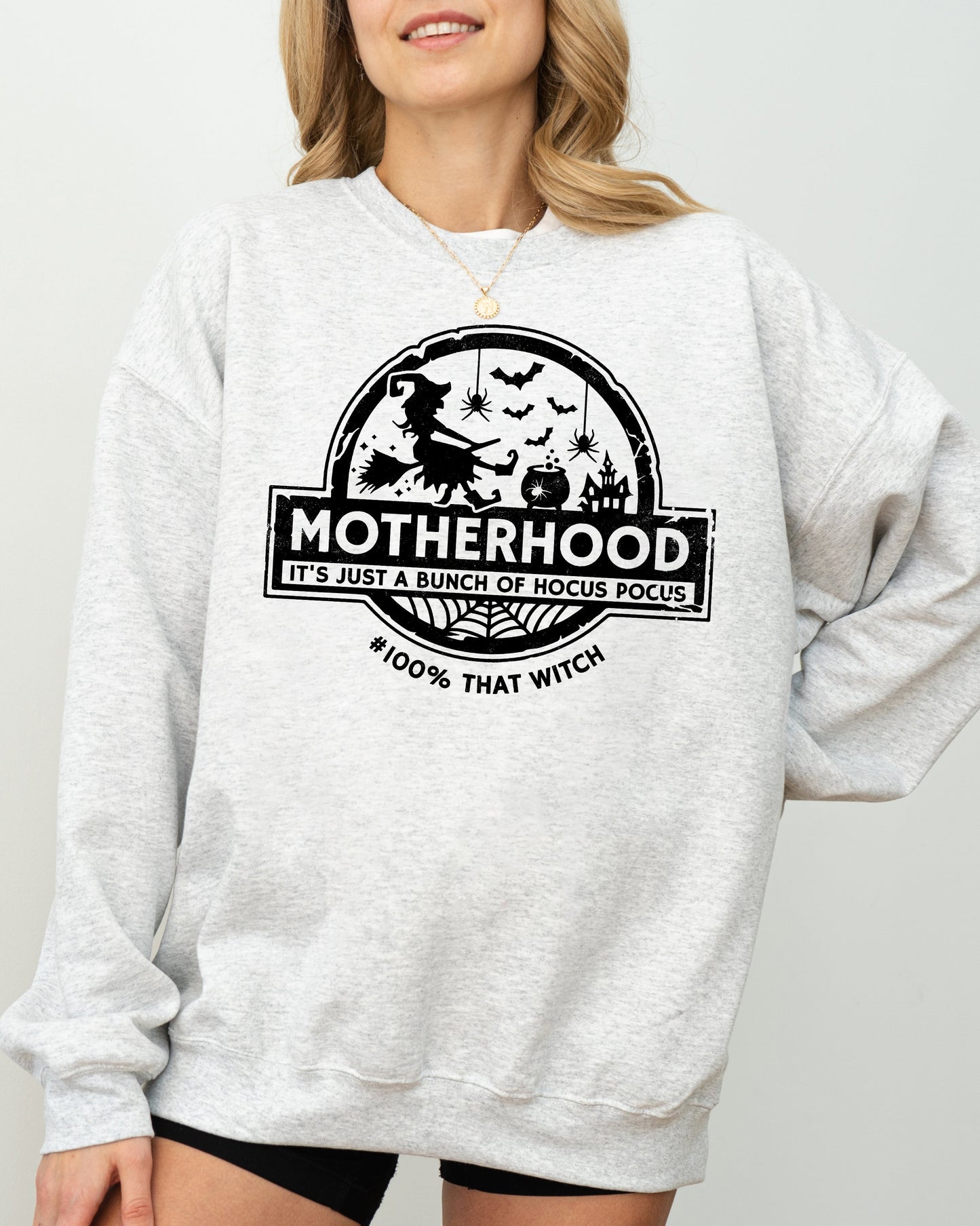 Motherhood, Witch, Ghost, Skull, Spooky, Aesthetic, Meme, Halloween, Costume Sweatshirt