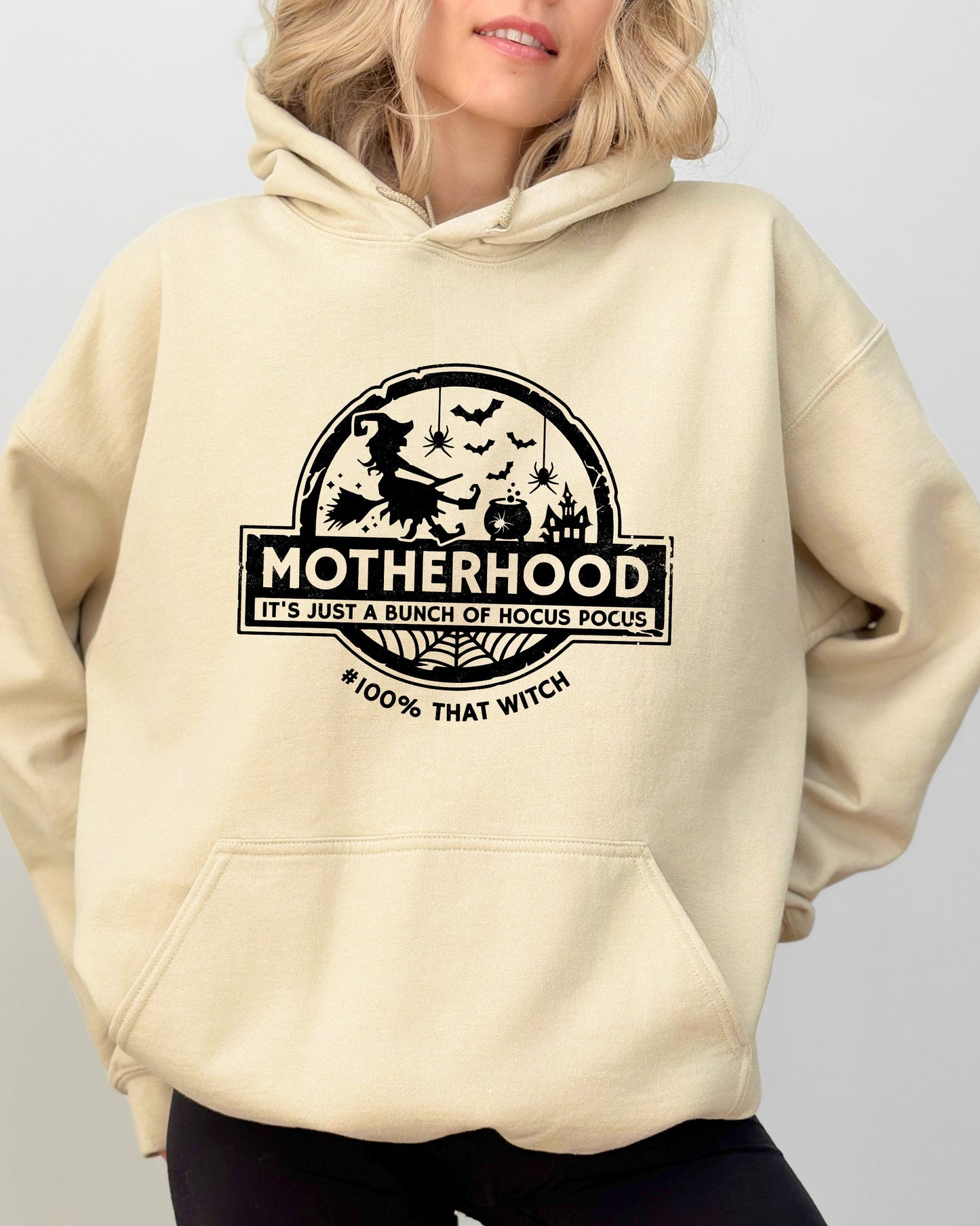 Motherhood, Witch, Ghost, Skull, Spooky, Aesthetic, Meme, Halloween, Costume, Hoodie, Hooded Sweatshirt