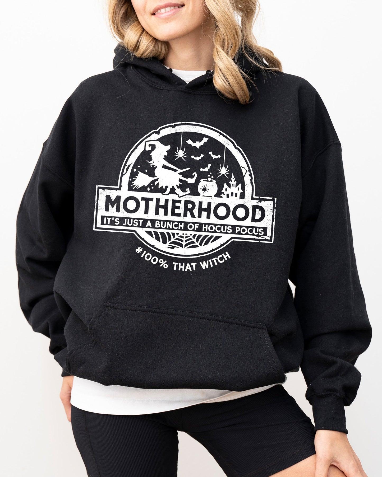 Motherhood, Witch, Ghost, Skull, Spooky, Aesthetic, Meme, Halloween, Costume, Hoodie, Hooded Sweatshirt