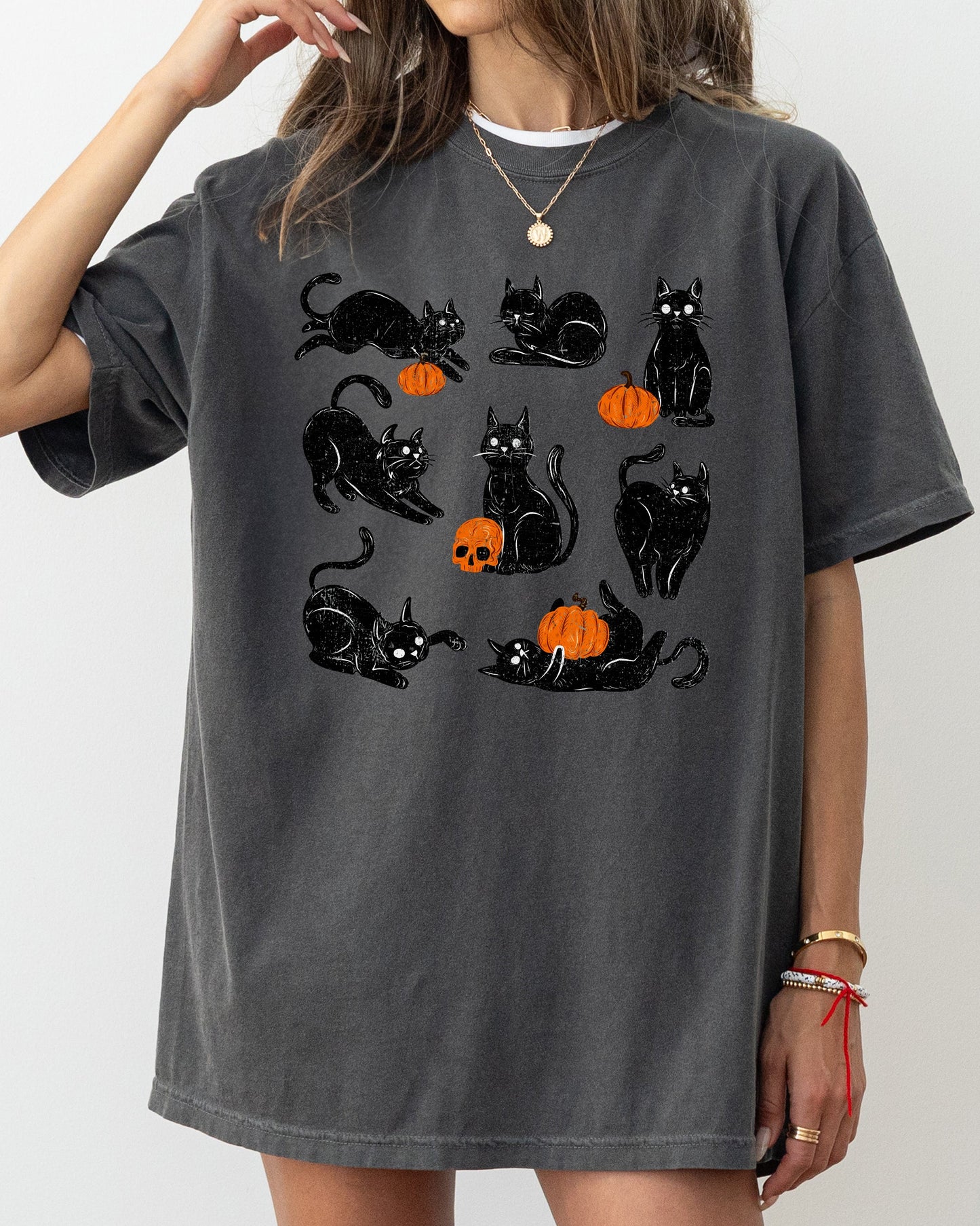Mini Cats and Pumpkins, Skeleton, Witch, Ghost, Skull, Spooky, Aesthetic, Meme, Halloween, Costume, Tshirt Comfort Colors T-Shirt