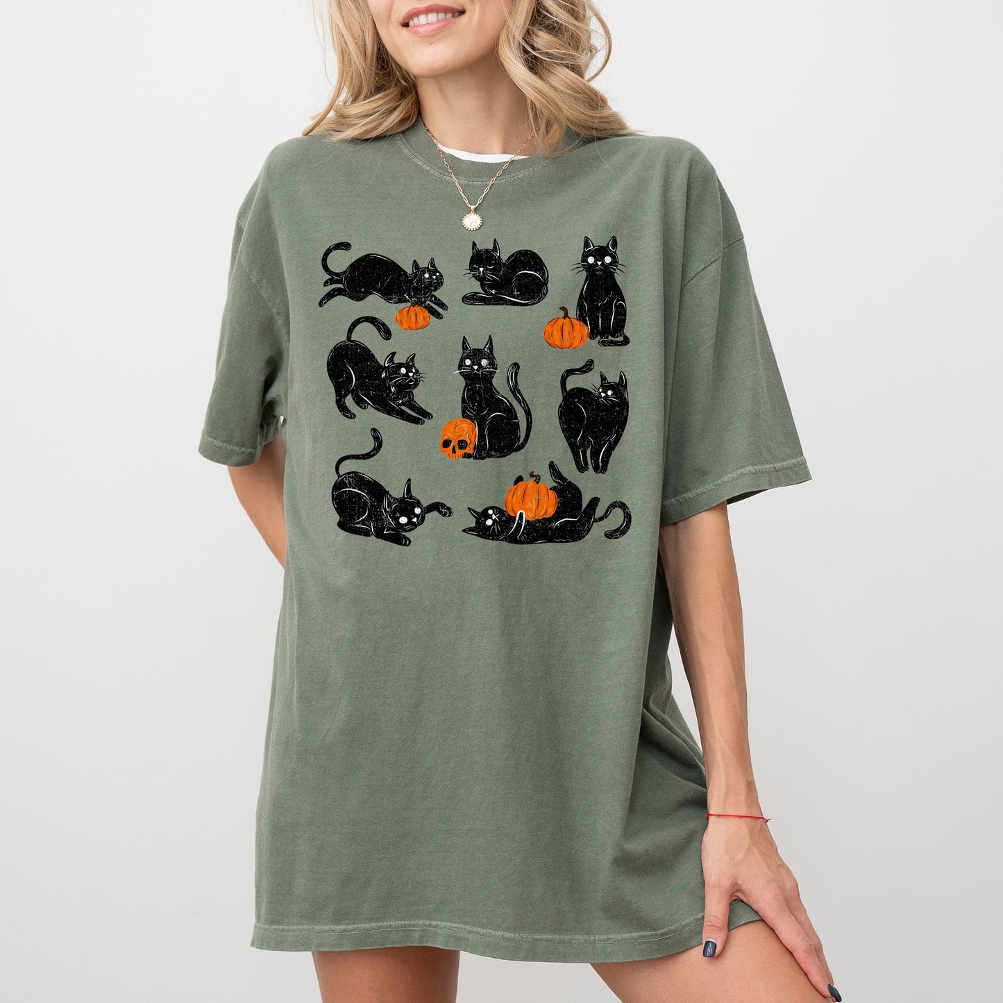 Mini Cats and Pumpkins Halloween Comfort Colors T-Shirt