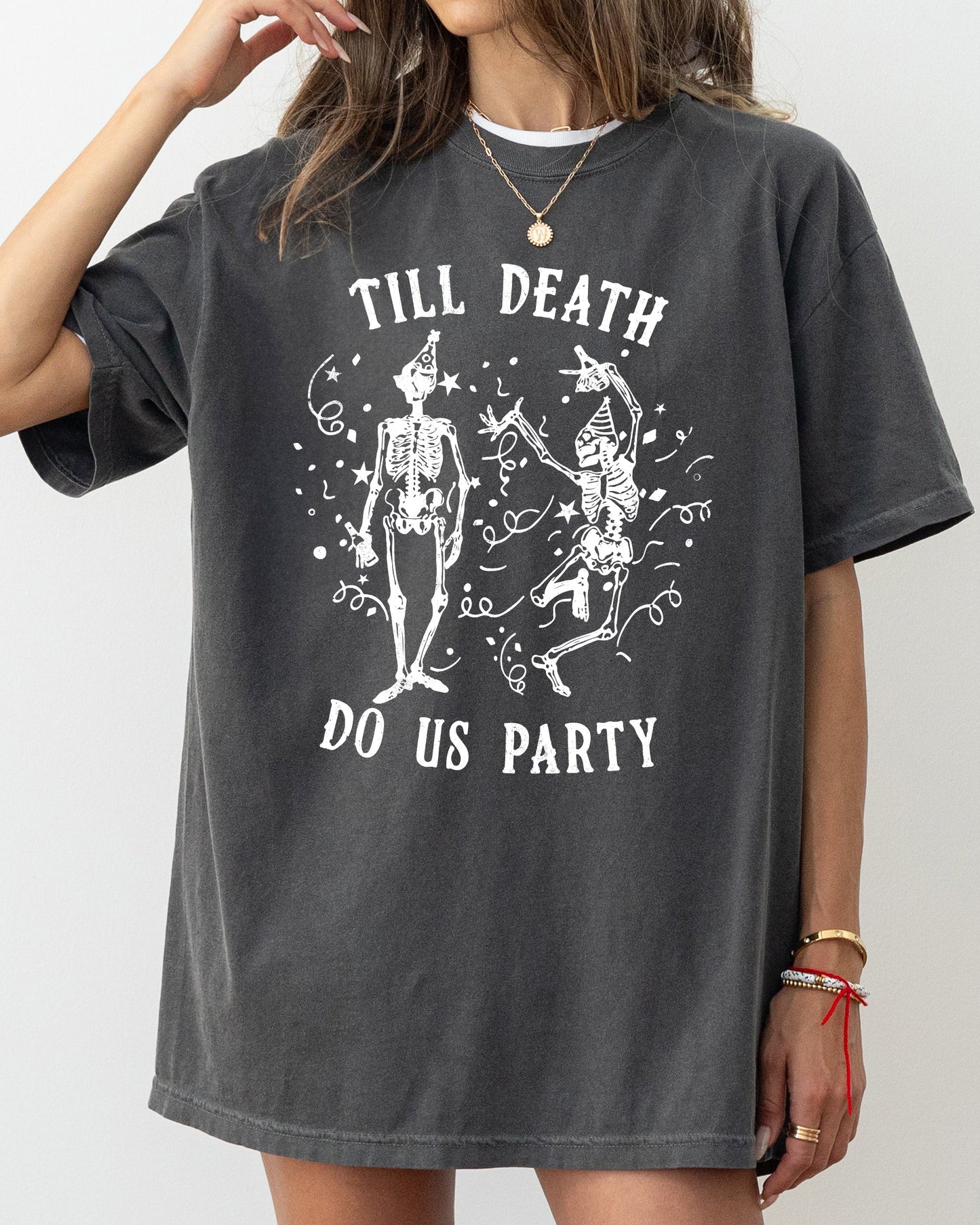 Till Death Do Us Party Dancing Skeletons Halloween Costume Tshirt Comfort Colors T-Shirt