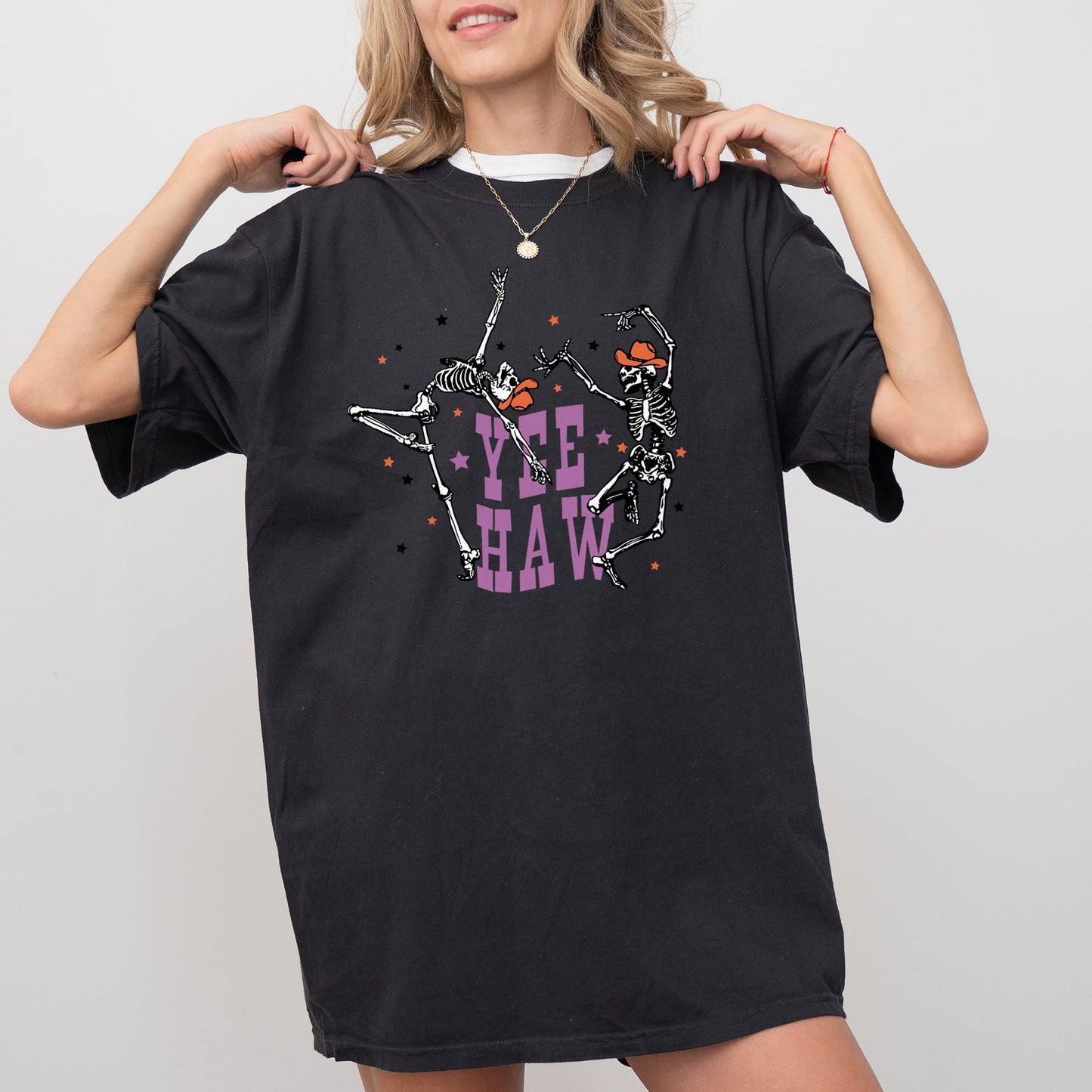 Dancing Skeletons Western Witch Skull Halloween Costume Tshirt Comfort Colors T-Shirt