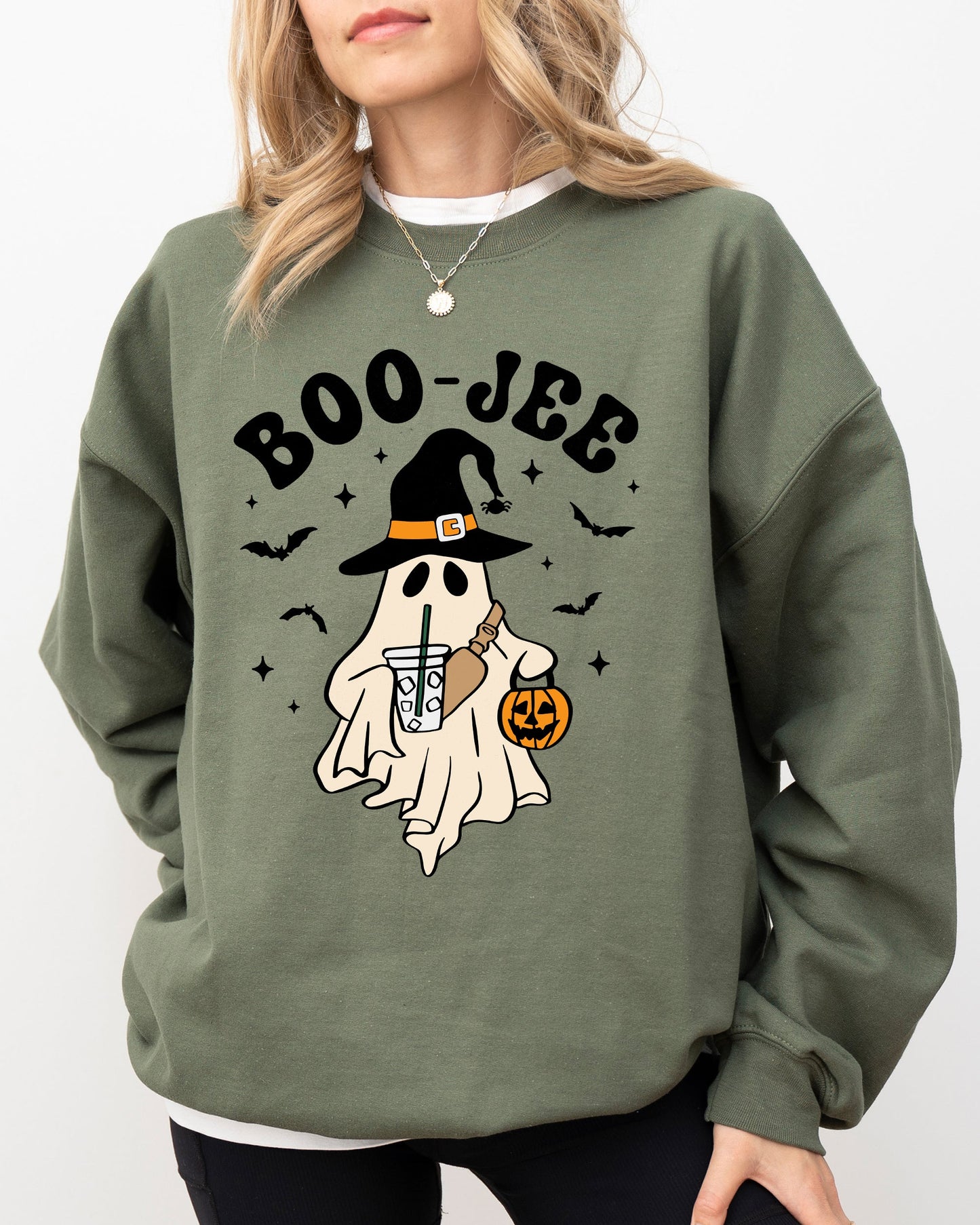 Boo-Jee Cowboy Ghost Western Skeleton Witch Skull Halloween Costume Sweatshirt