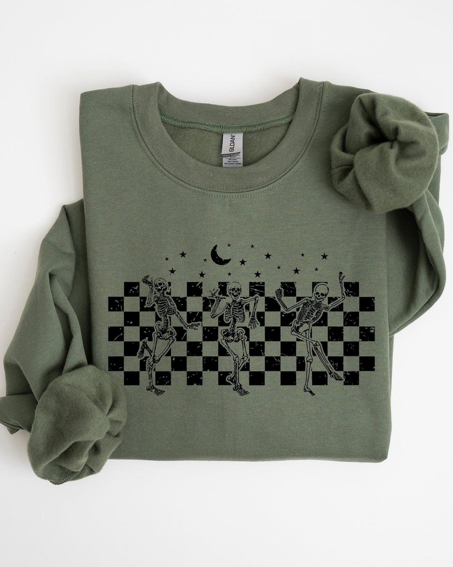 Dancing Skeletons Checkered Halloween Costume Sweatshirt