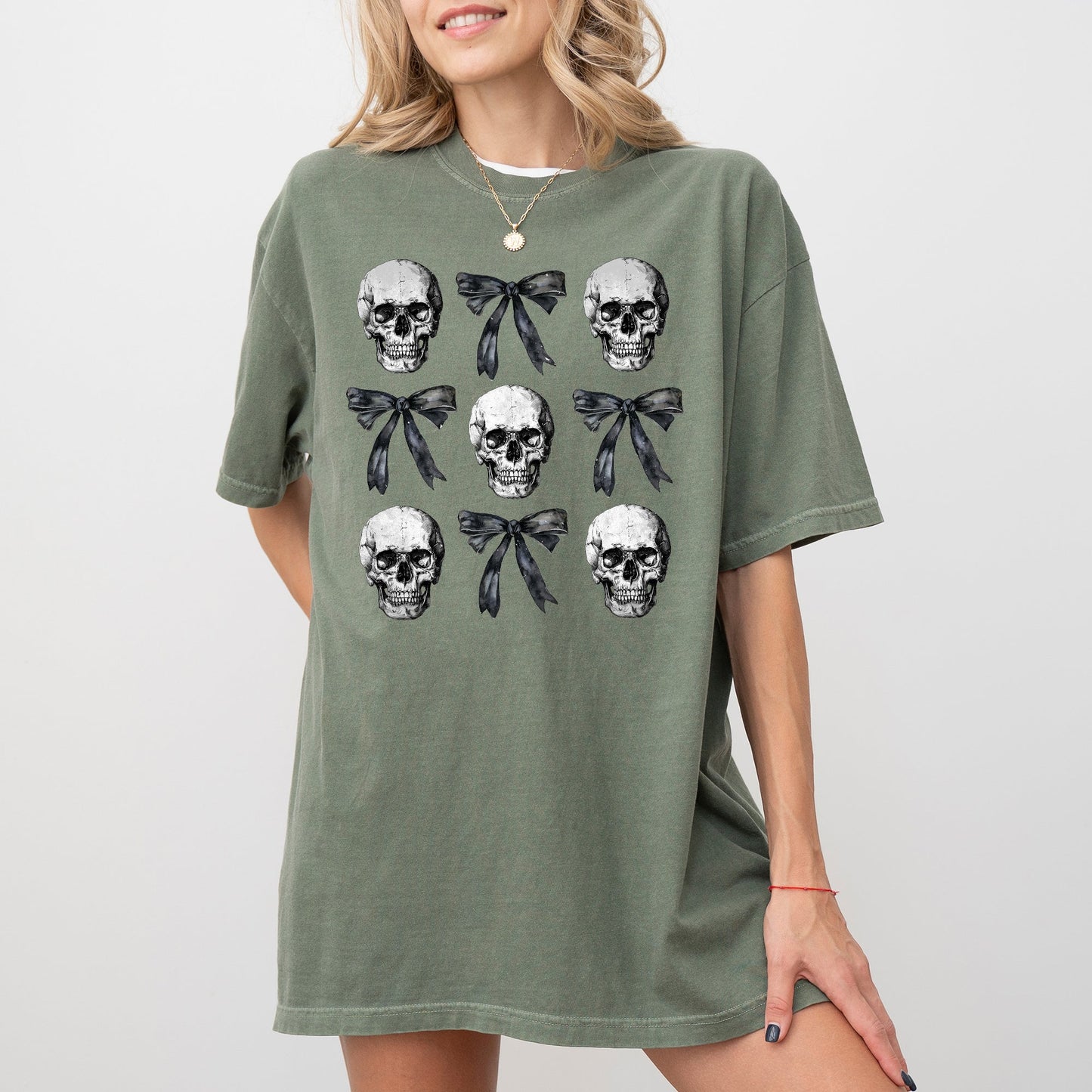 Bows and Skulls Skeleton Ghost Western Witch Halloween Costume T-Shirt Comfort Colors