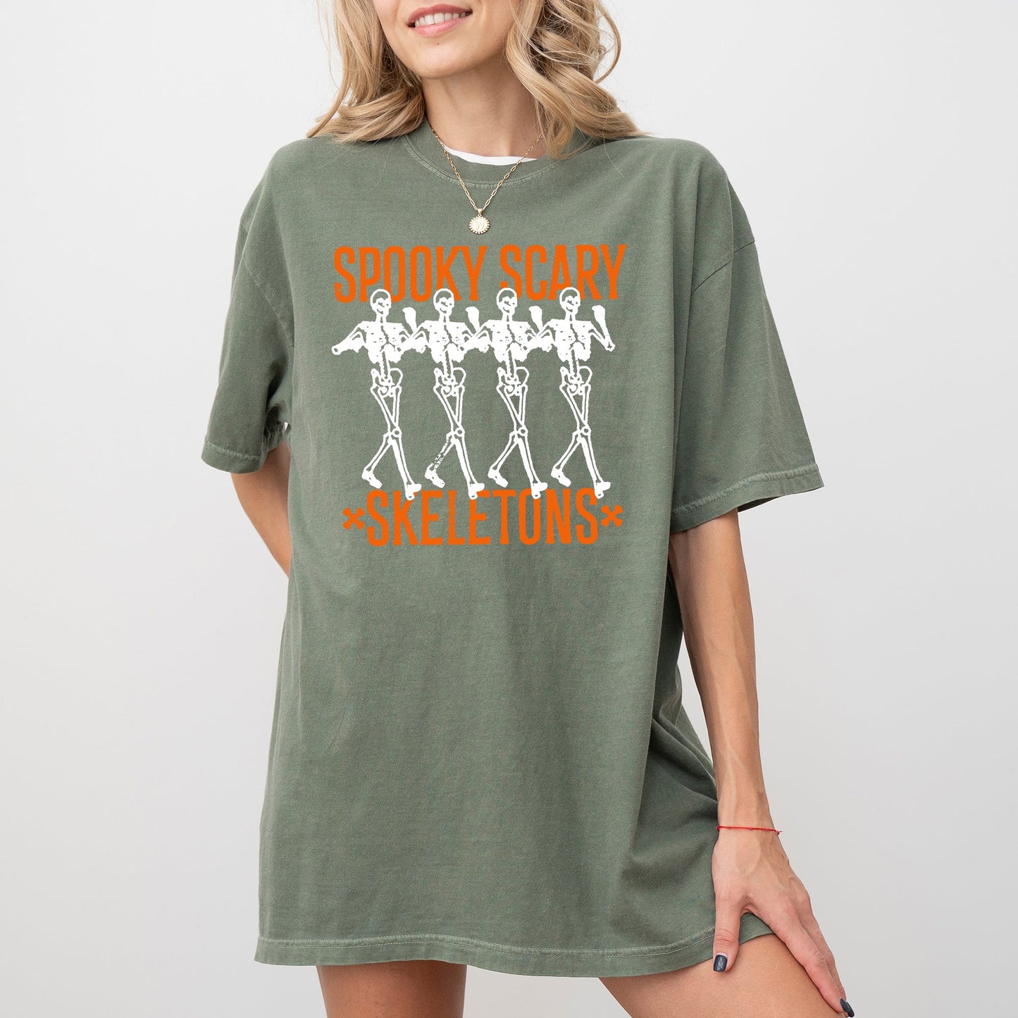 Spooky Scary Skeleton Skull Ghost Western Witch Aesthetic Meme Halloween Costume Tshirt Comfort Colors T-Shirt