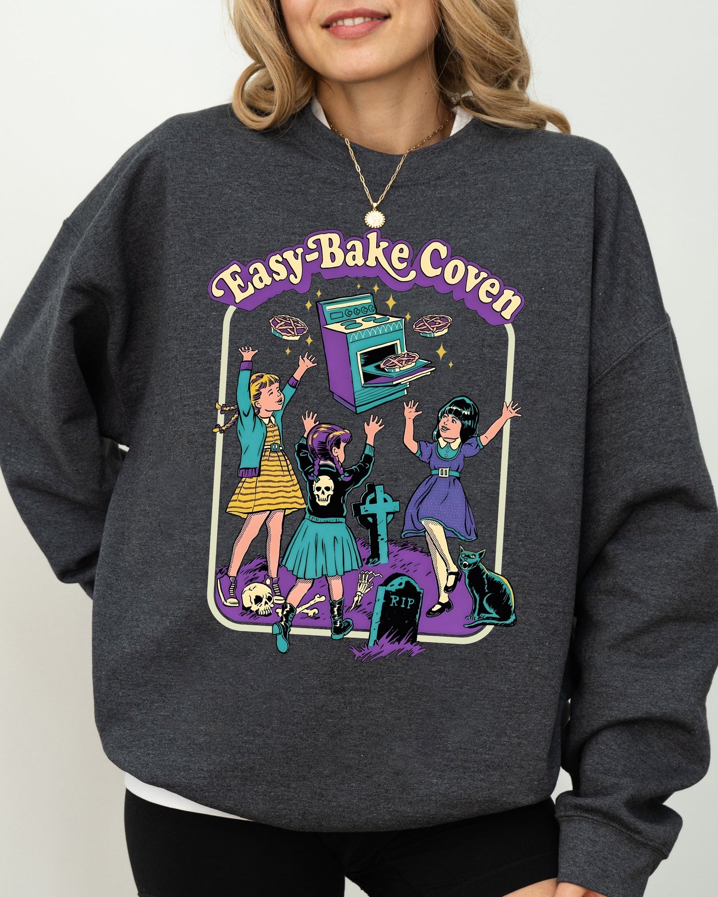 Halloween Costume Sweatshirt Easy-Bake Coven Retro Ghost Spooky Skeleton Skull Witch
