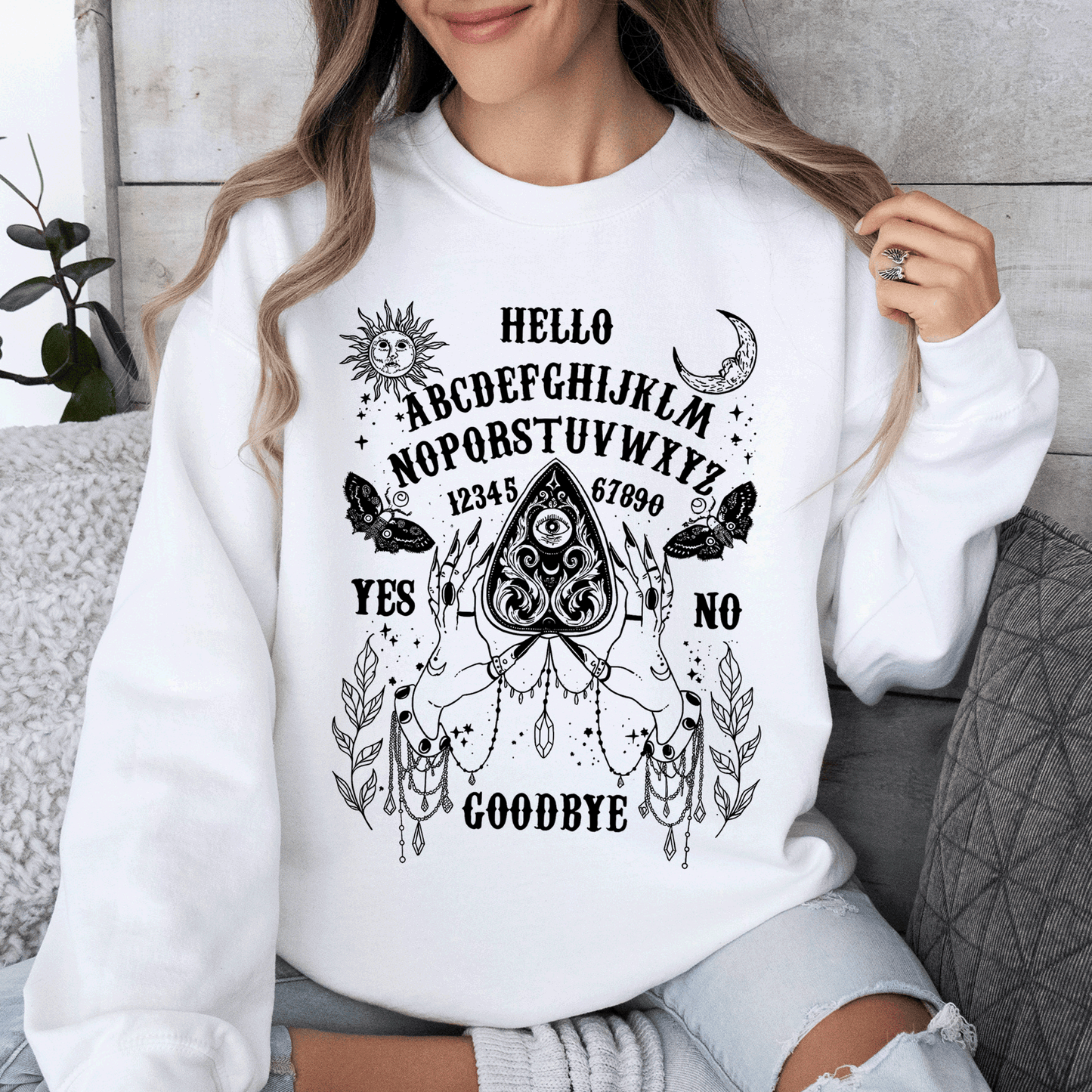 Ouija Board Spooky Halloween Witch Sweatshirt Refinery Number One