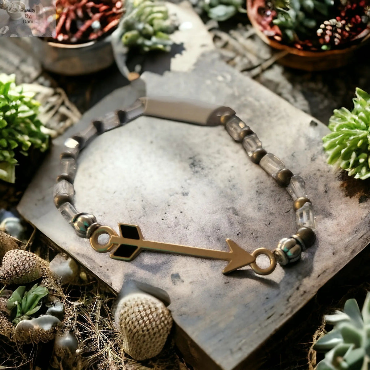 Clear Quartz Arrow Spacer Bracelet Beauty by Dani