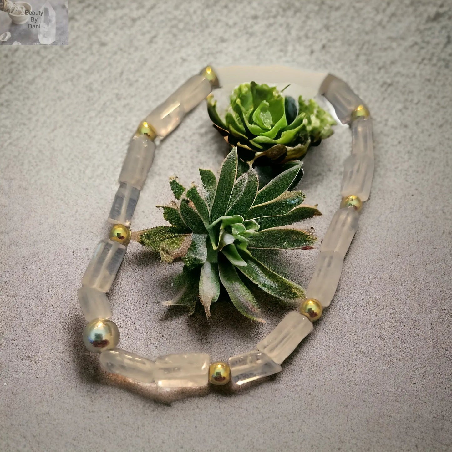 Clear Quartz Healing Bracelet with Stainless Steel Accents