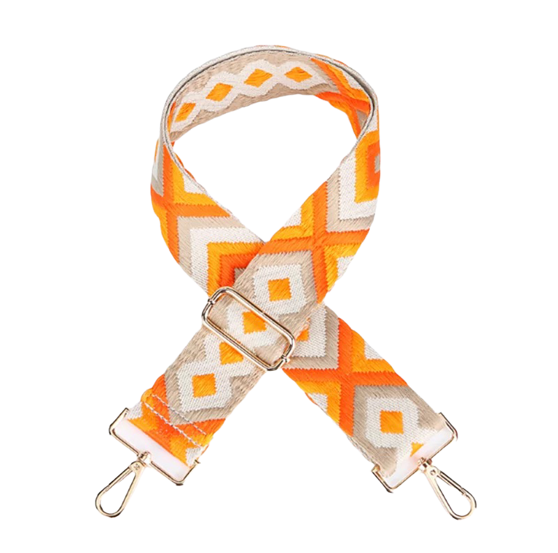 Orange Boho Bag Strap Gold Hardware Crossbody Strap