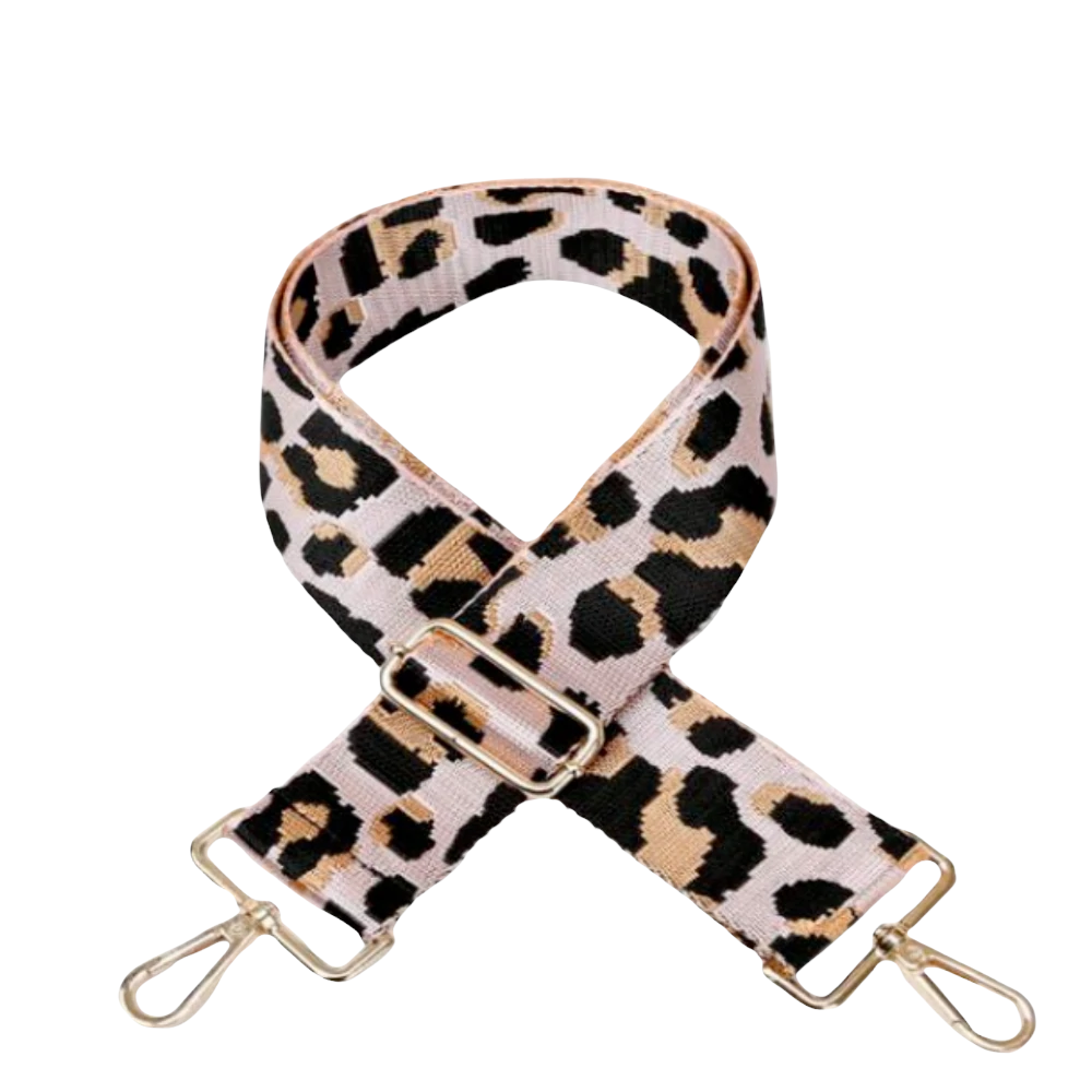 Blush Leopard Gold Hardware Crossbody Bag Strap