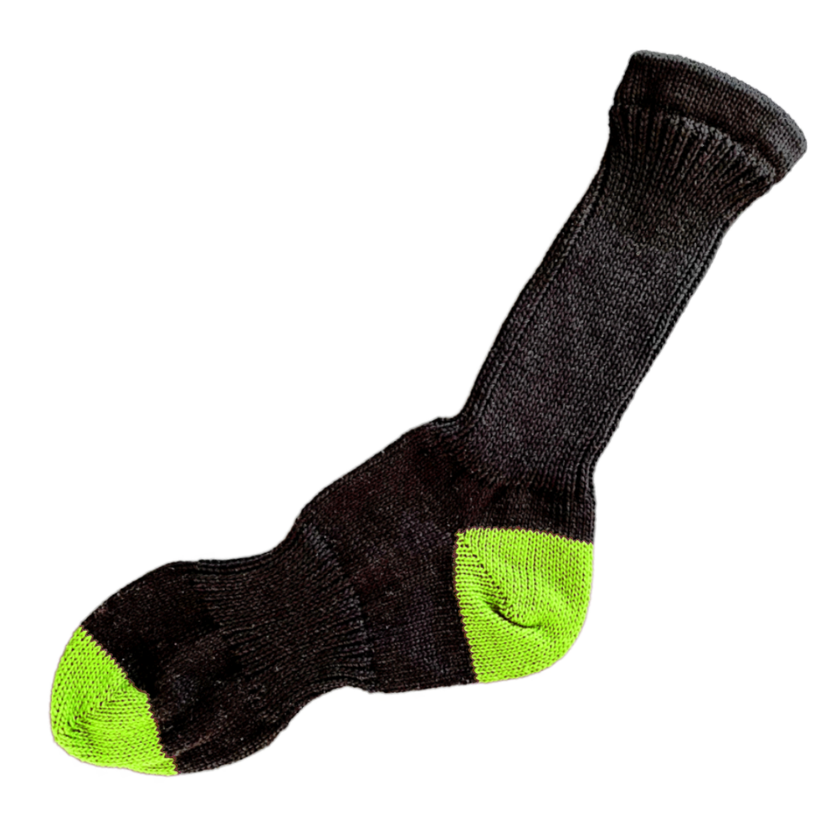 Men's 100% Cotton Sport Crew Socks Black Color with Green Heel and Toe