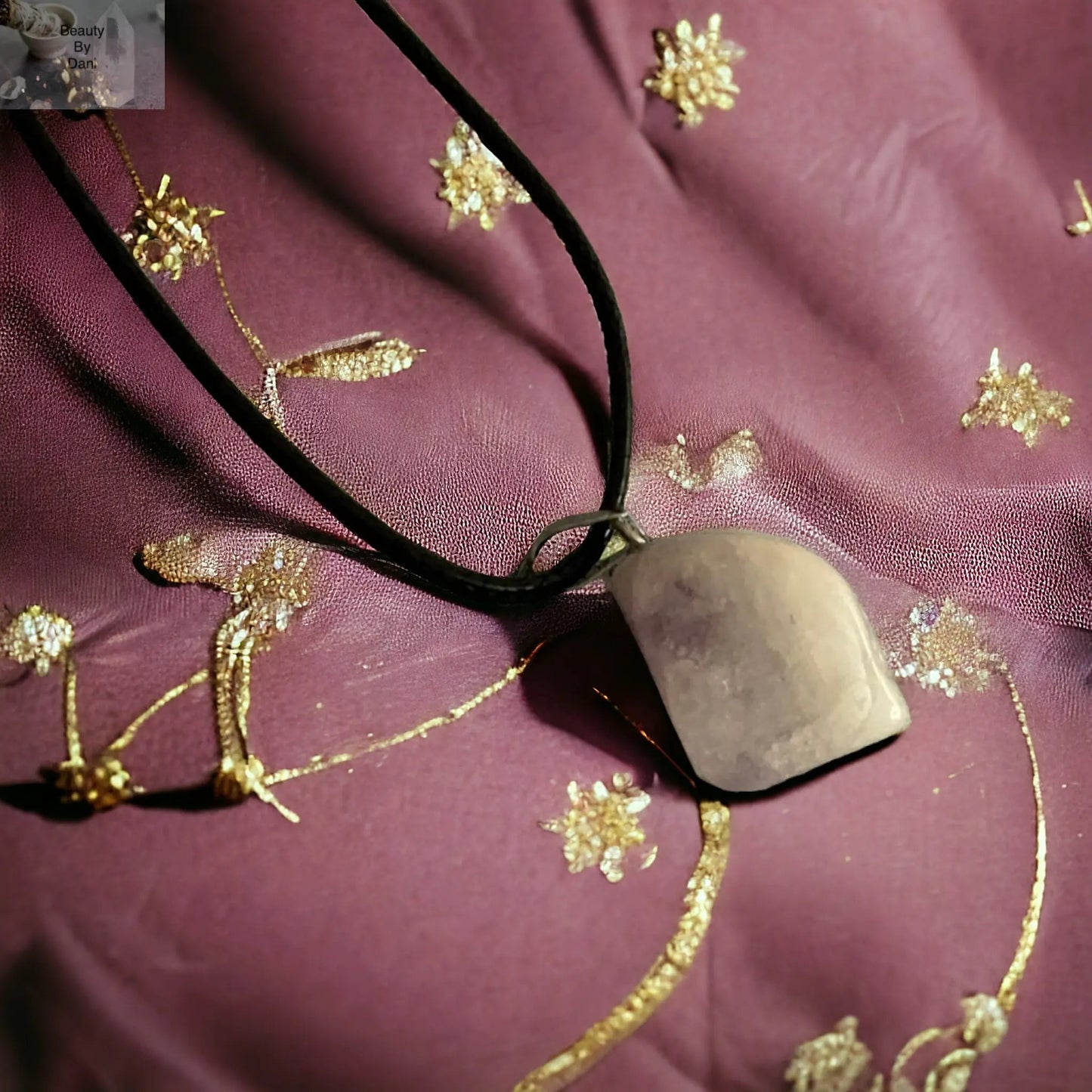 Natural Amethyst Pendant Leather Cord Necklace