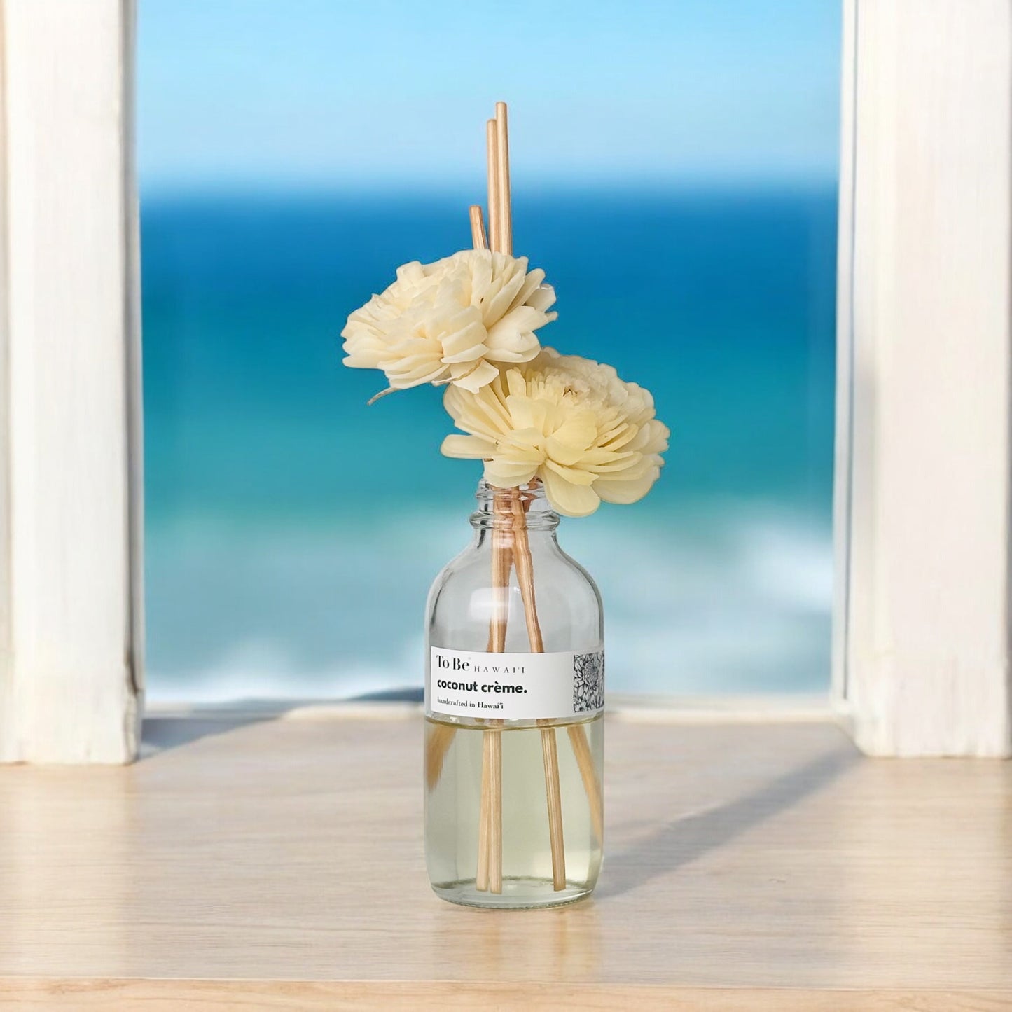 Coconut Crème Reed Diffuser with Wood Flower Reeds Home Fragrance