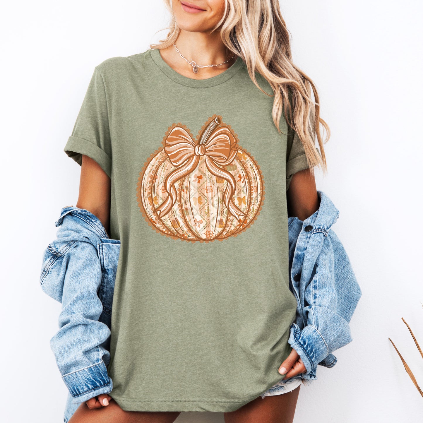 Pumpkin, Faux Lace, Coquette, Pattern, Halloween, Autumn, Fall, Tshirt