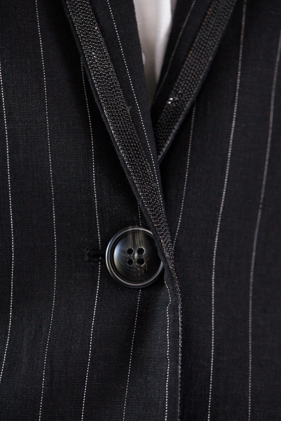 Black Pinstripes Tailored Blazer Women’s Office Jacket Le Reussi