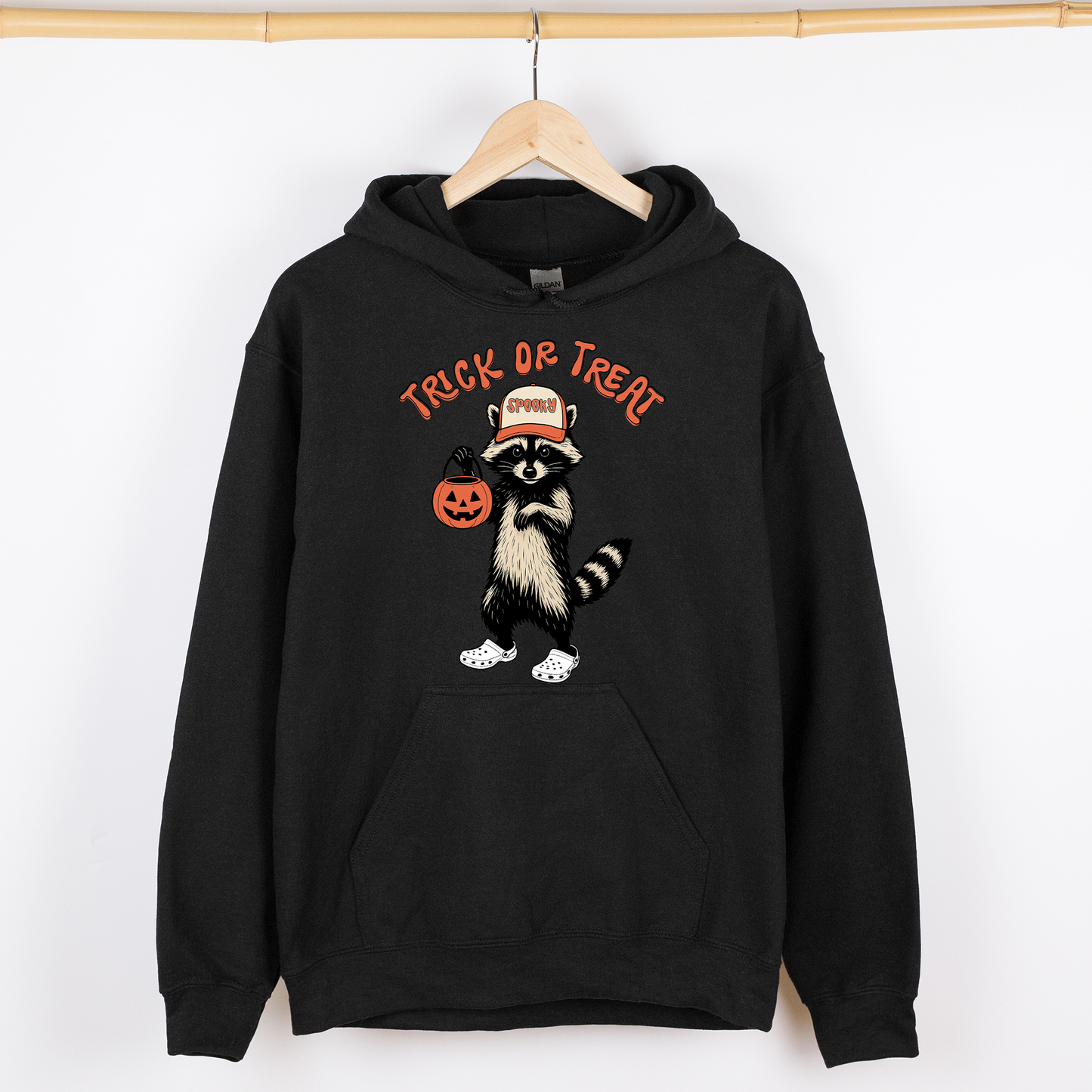 Raccoon Trick or Treat Cute Halloween Graphic Hoodie Hooded Sweatshirt