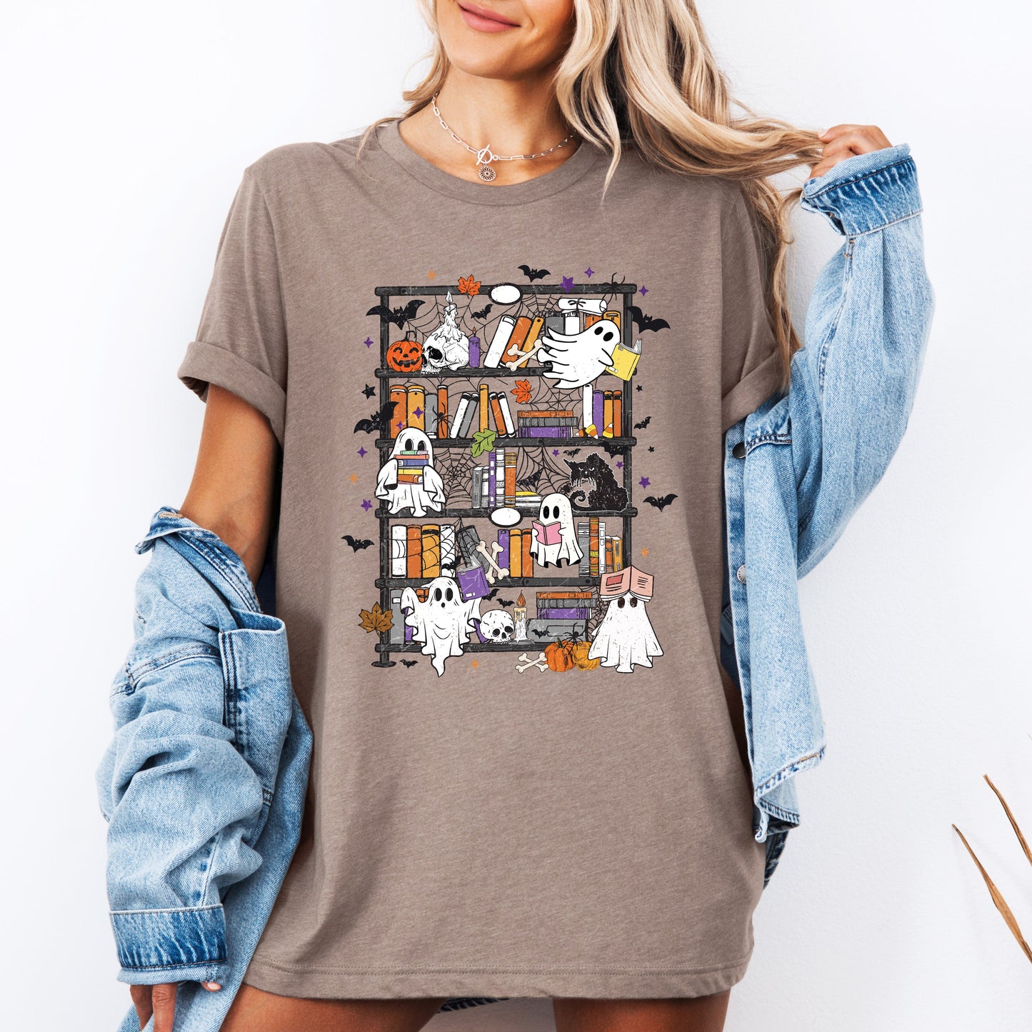 Reading Ghosts, Bookish, Library, Spooky, Halloween, Booktok, Trending Graphic Tee, Tshirt