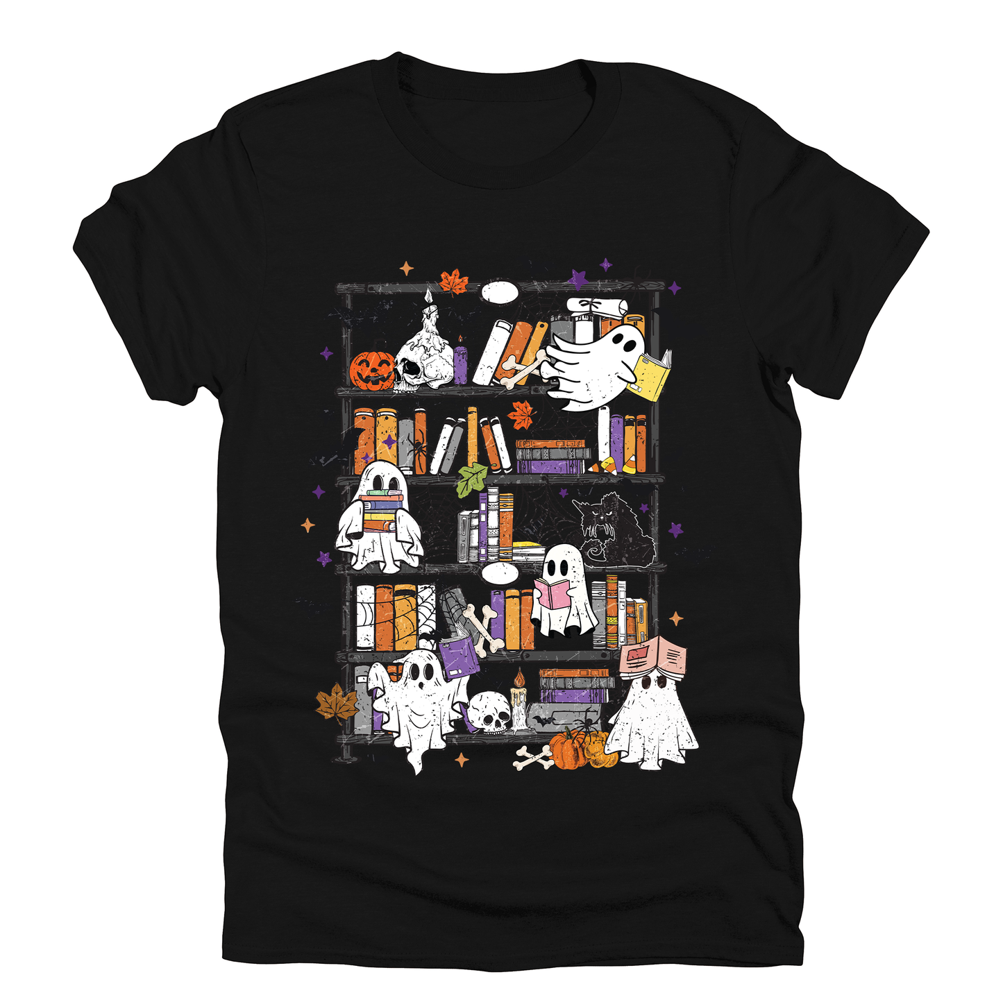 Reading Ghosts, Bookish, Library, Spooky, Halloween, Booktok, Trending Graphic Tee, Black Tshirt
