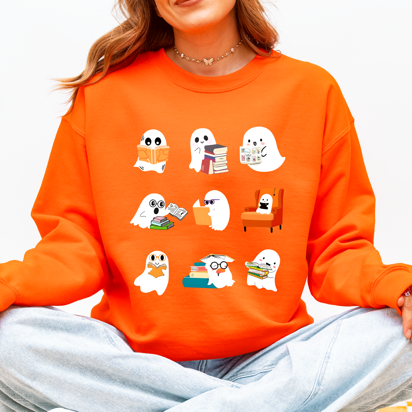 Reading Ghosts Halloween Books Sweatshirt Refinery Number One