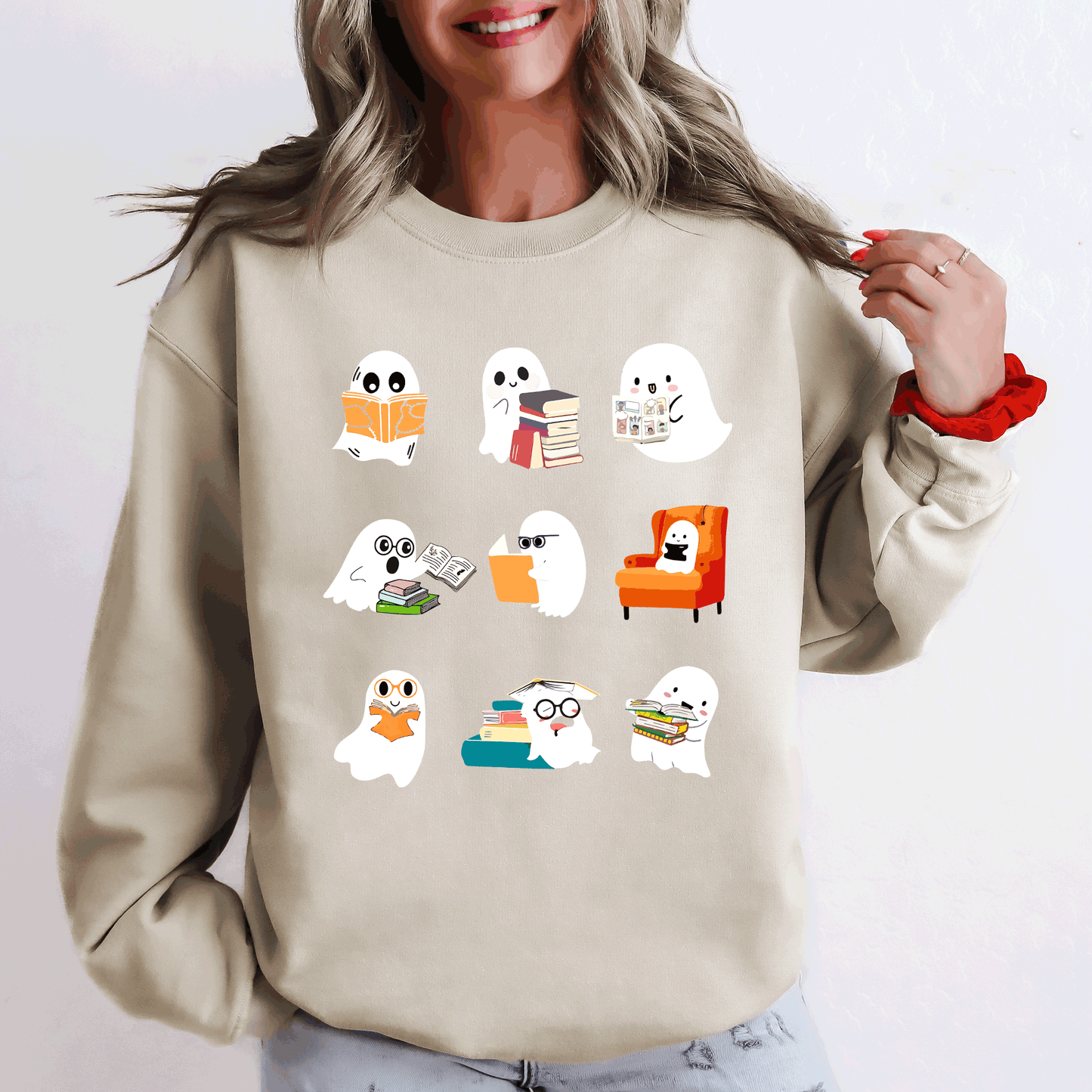 Reading Ghosts, Halloween, Library, Books Sweatshirt