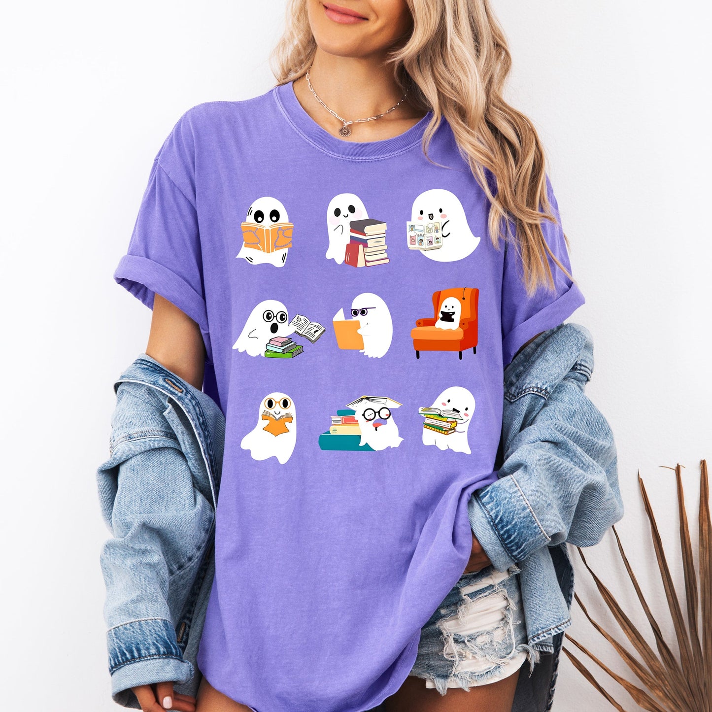 Reading Ghosts Comfort Colors T-Shirt Halloween Library Books