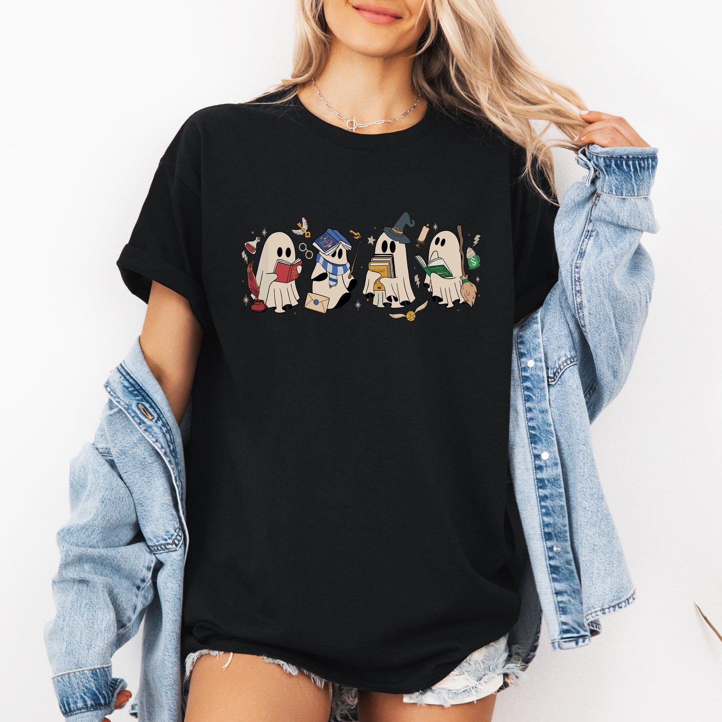 Reading Ghosts Halloween Graphic Tee T-shirt Refinery Number One