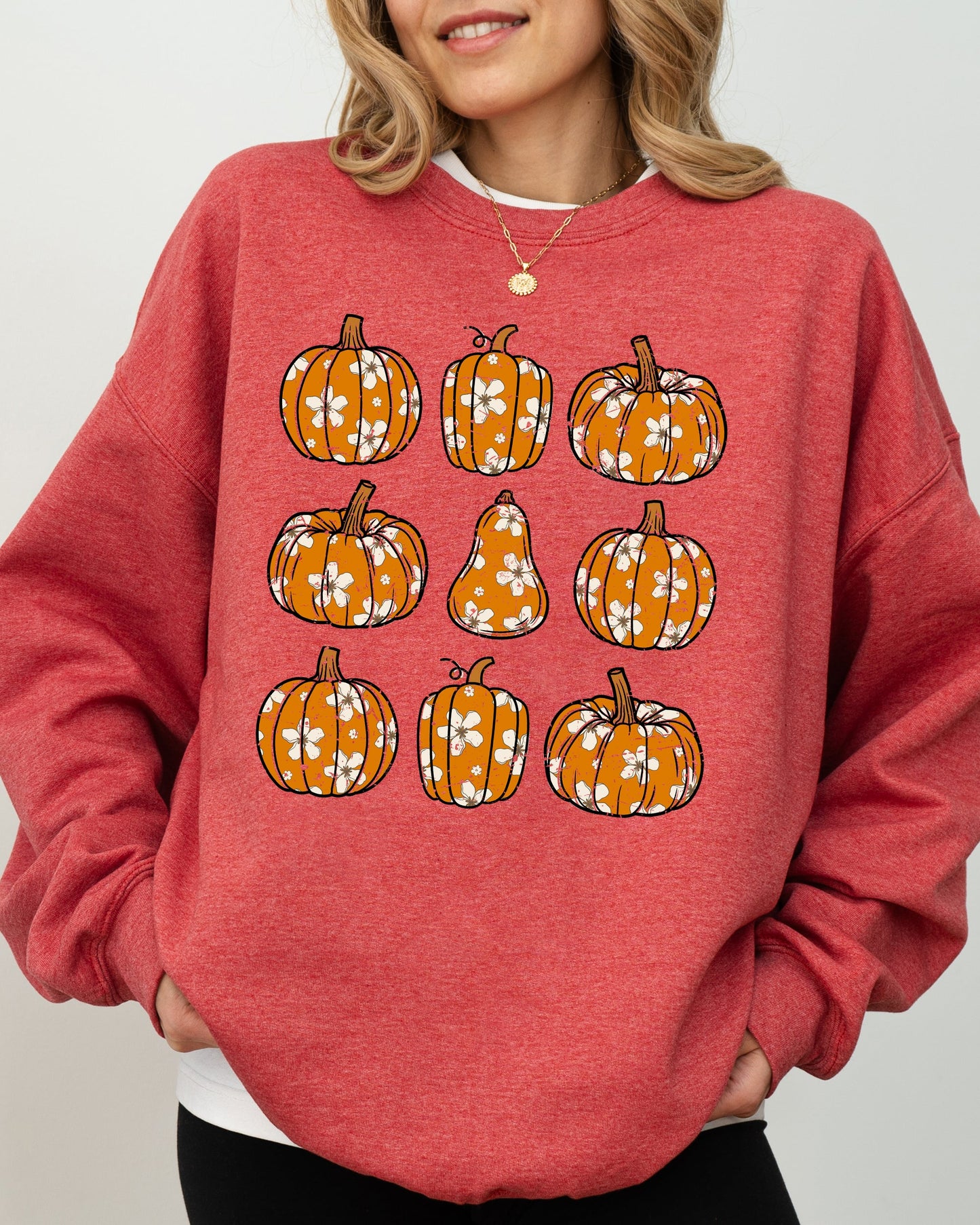 Retro Floral Pumpkins, Halloween, Jack-o-lantern, Fall, Autumn Sweatshirt