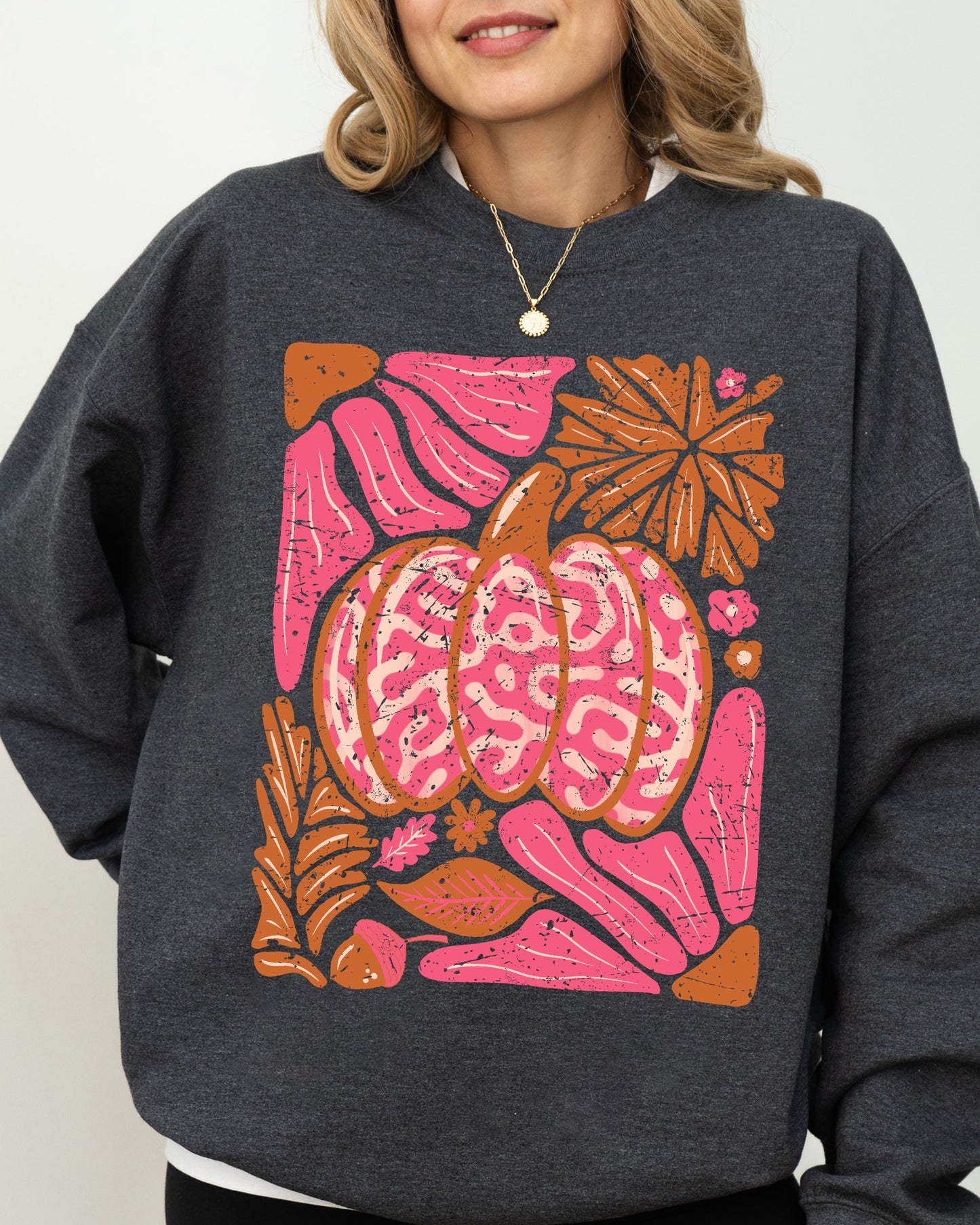 Retro Floral Pumpkin Fall Autumn Sweatshirt Unisex