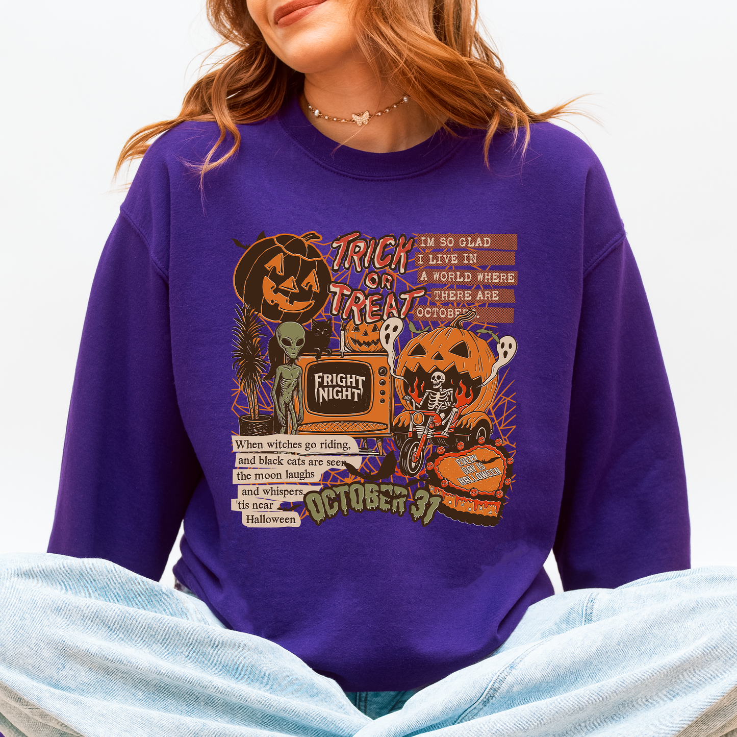Retro Trick Or Treat, Creep, Halloween, Spooky, Vintage Sweatshirt
