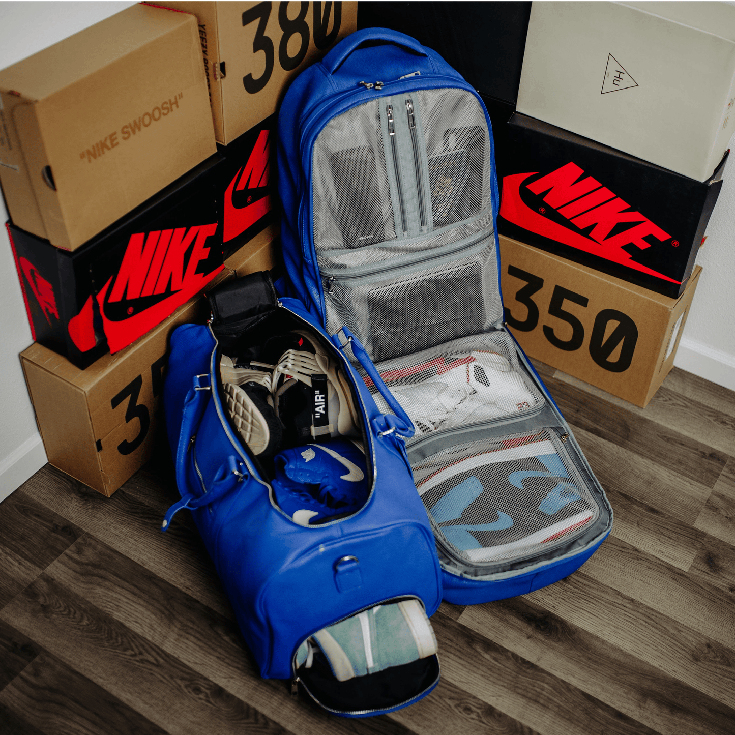 Royal Blue Leather Duffle Bag Sole Premise