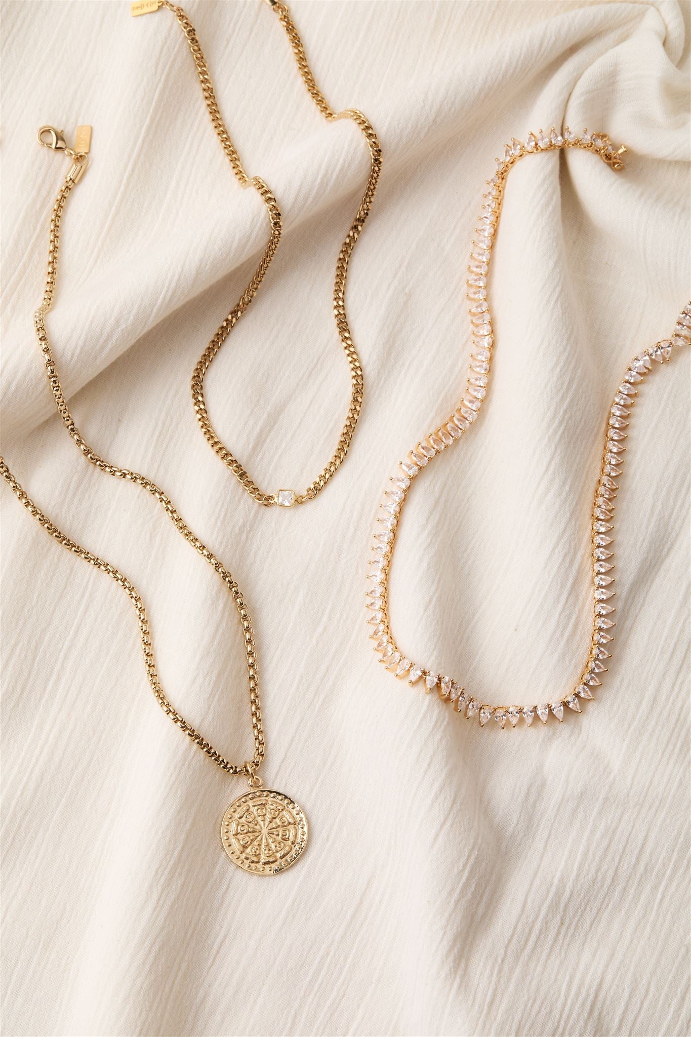 Solana 24k Gold Rope Chain Necklace with Wheel of Life Pendant