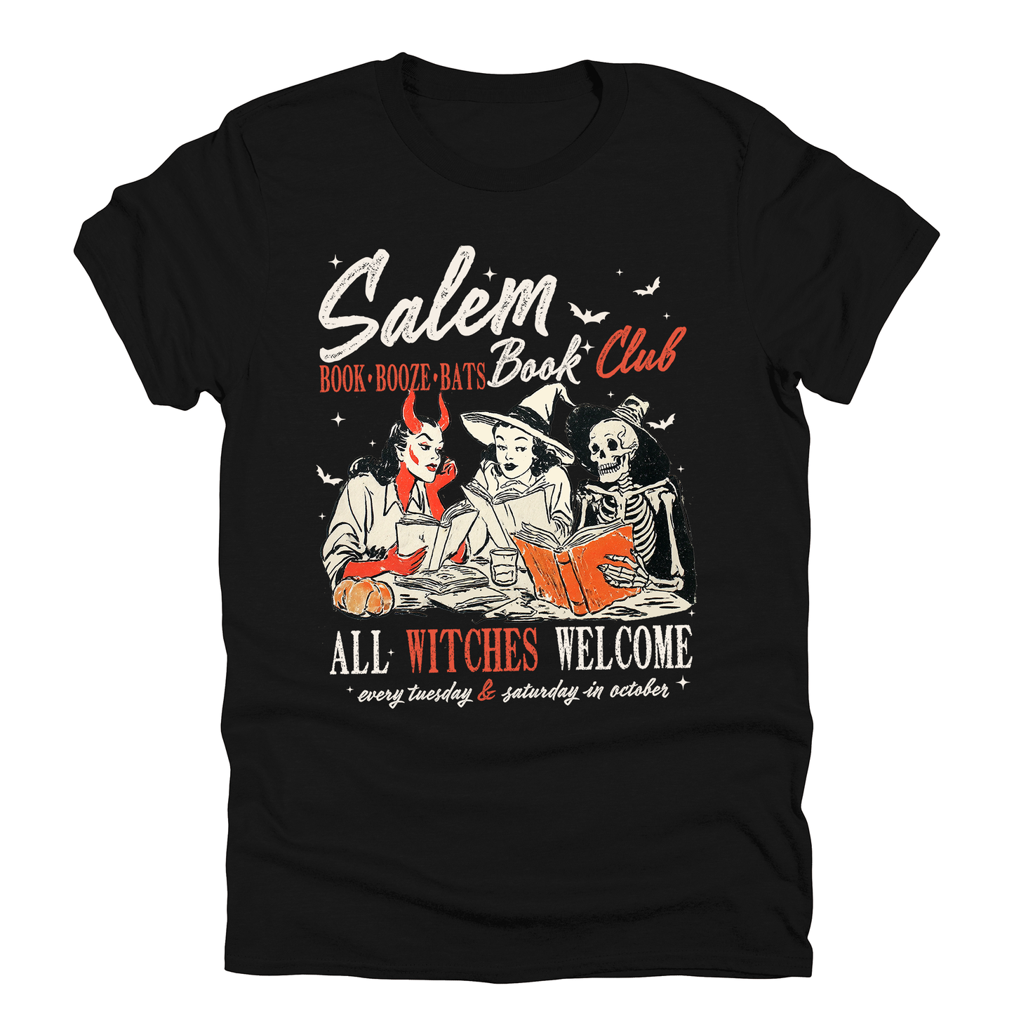 Salem Book Club, All Witches Welcome, Bookish, Booktok, Halloween, Trending Tshirt, Graphic Tee, Black Tshirt