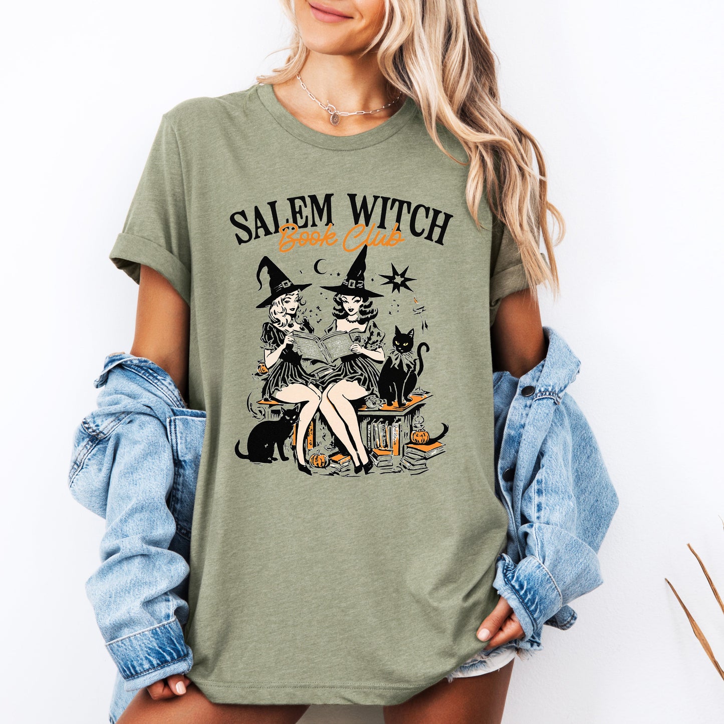 Salem Book Club Cute Cats Retro Classic Vintage Halloween Reading Books Tshirt Refinery Number One
