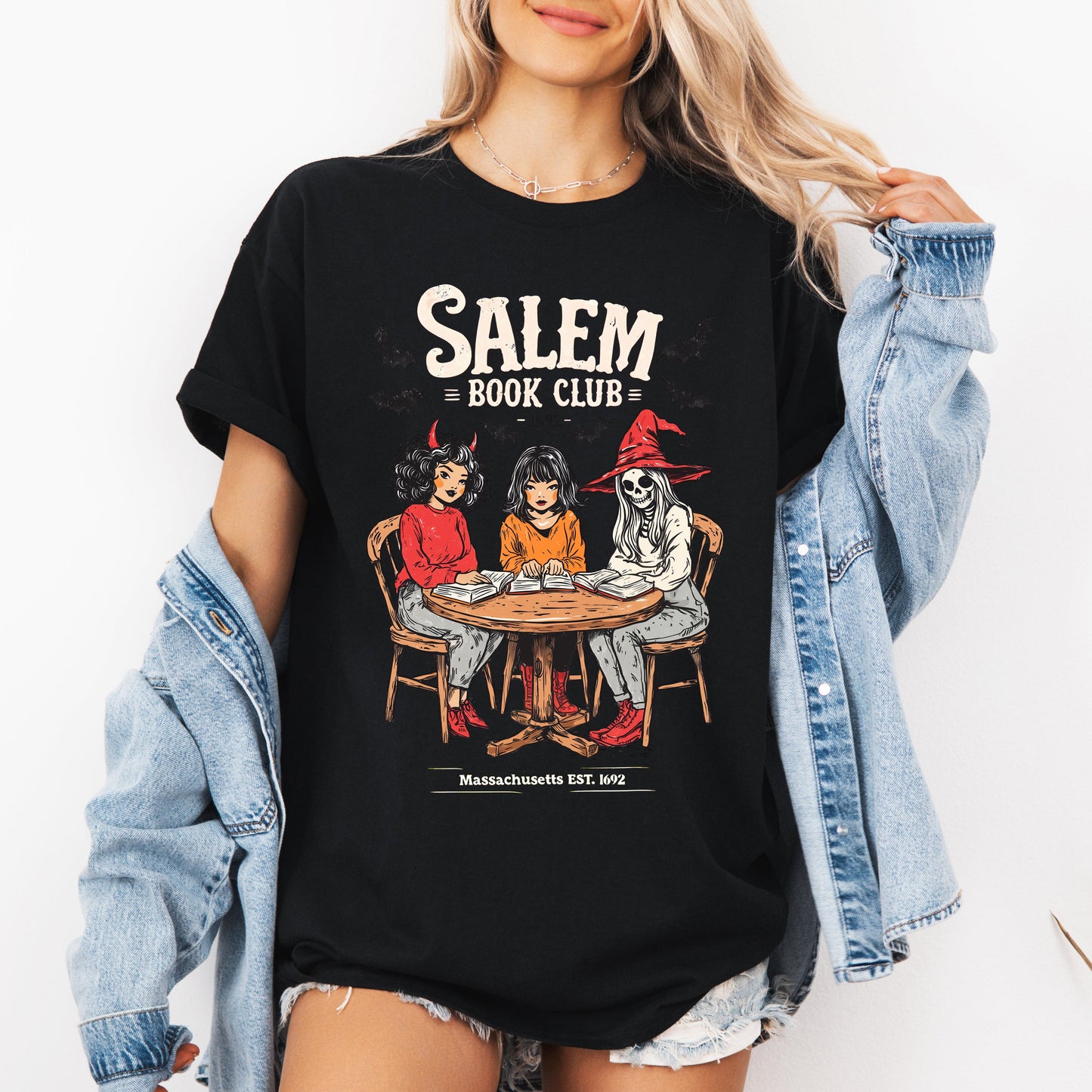 Salem Book Club Halloween Reading T-shirt Refinery Number One