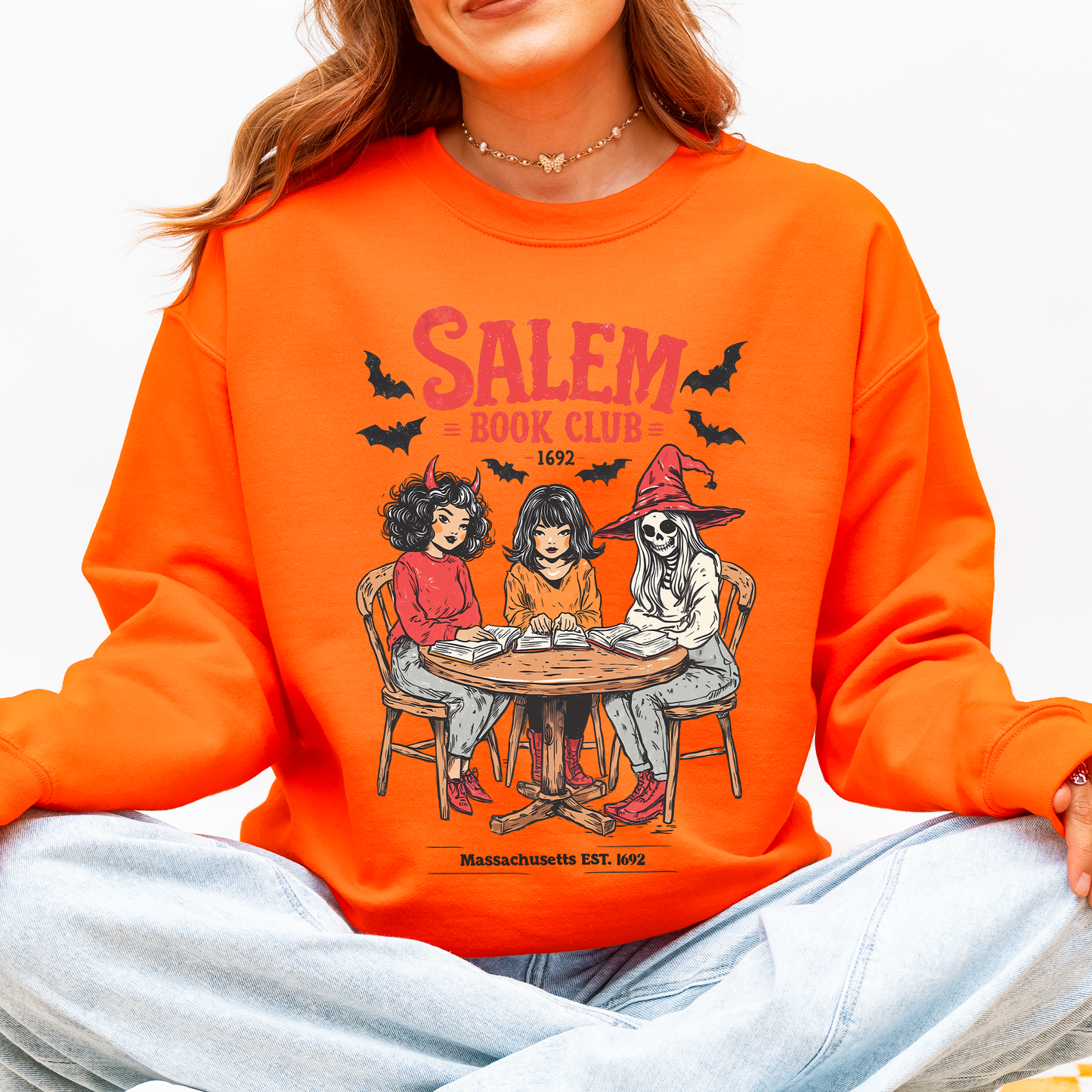 Salem Book Club Halloween Reading Sweatshirt Refinery Number One