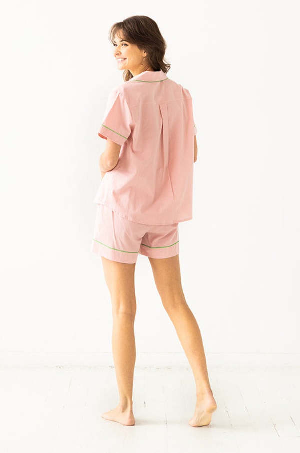 SALUA Classic Shorties Pajamas in Woven Cotton