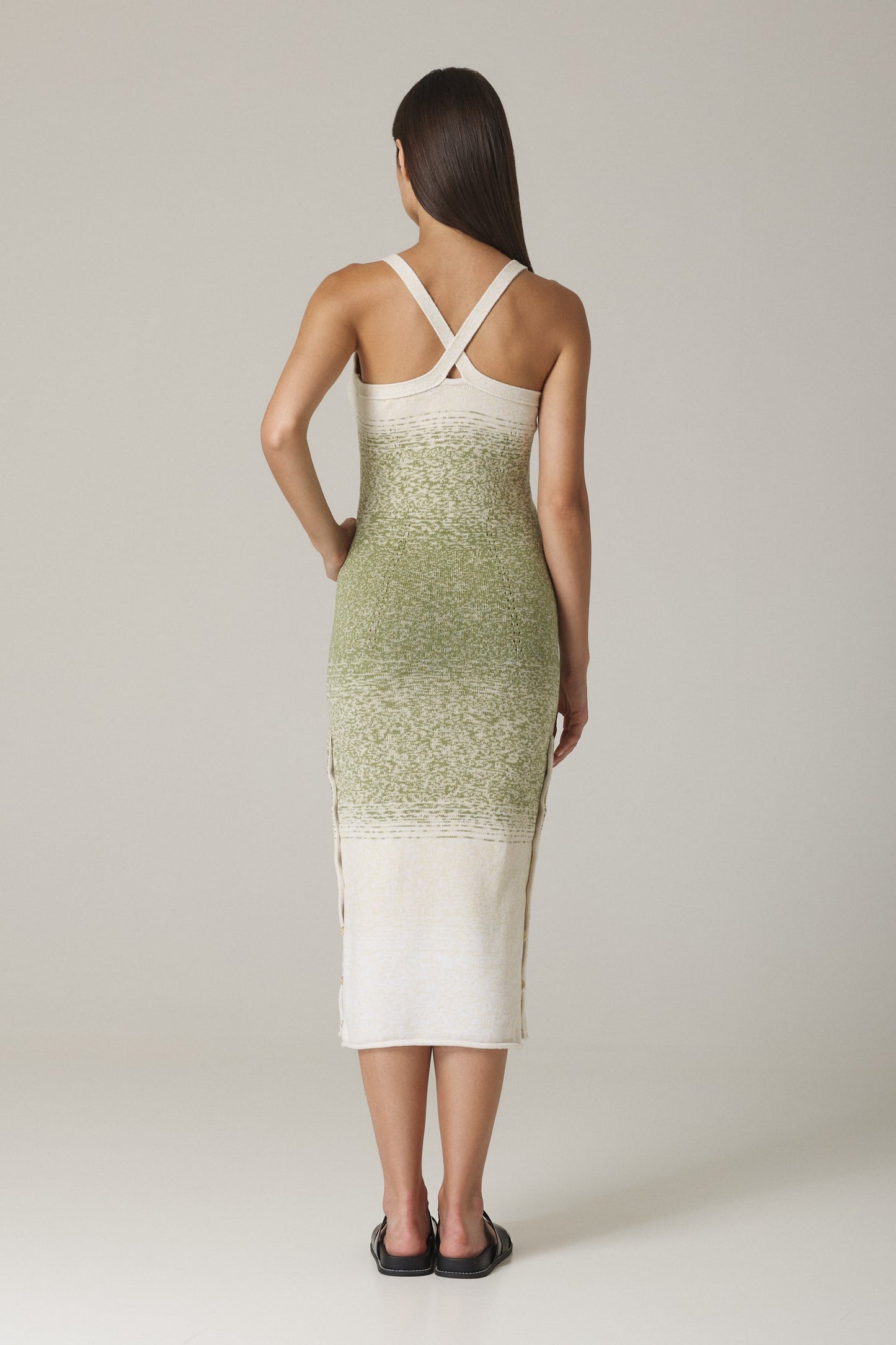 YEDDA OMBRÉ SWEATER DRESS IN OLIVE COMBO