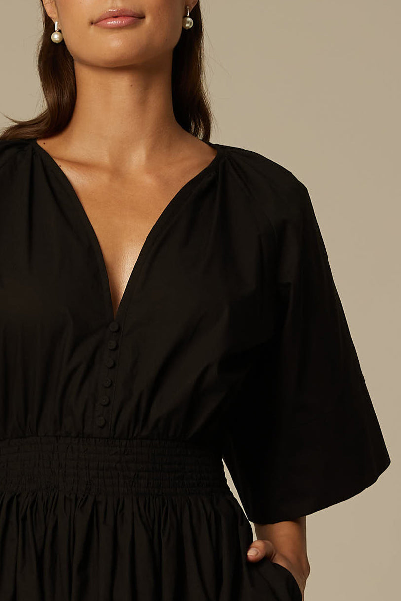 ANIA ORGANIC COTTON SHIRT DRESS IN BLACK