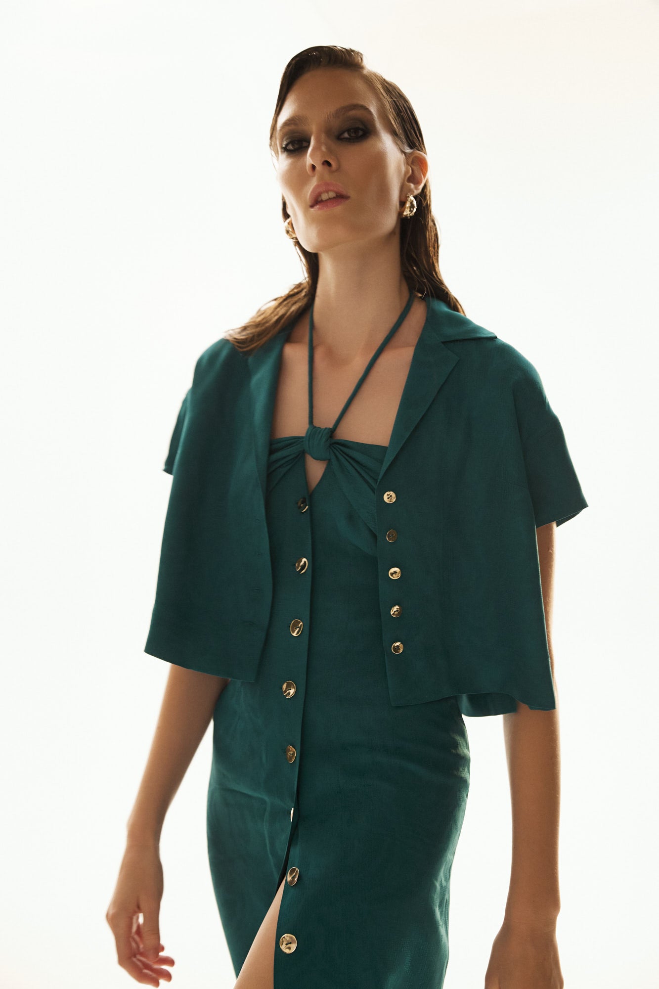 PAOLA SHORT SLEEVE BLOUSE IN CAPRI BLUE