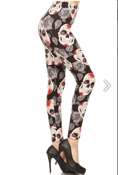 Sugar Skulls High Waisted Knit Legging Day of The Dead