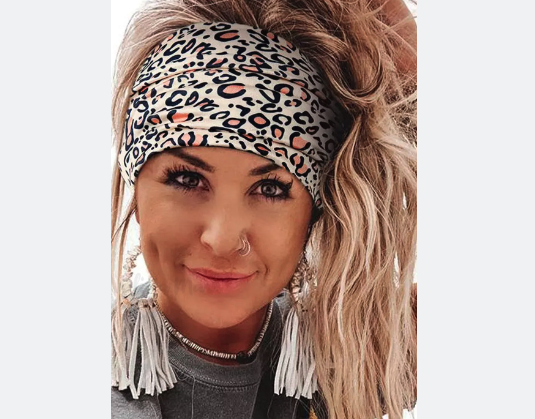 Wide Leopard Print Sports Headband