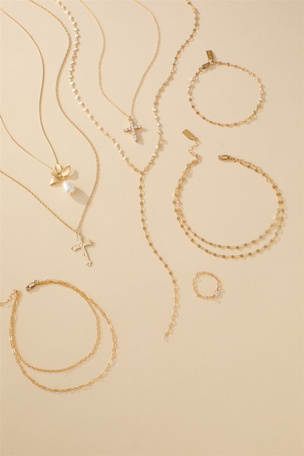 14k Gold Filled Starburst Double Draped Anklet Millie