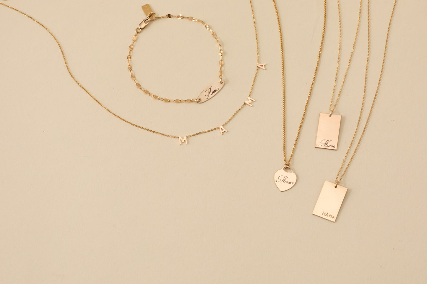 14k Gold Filled Starburst Chain Bracelet with Laser Engraved Connector Mama Banks