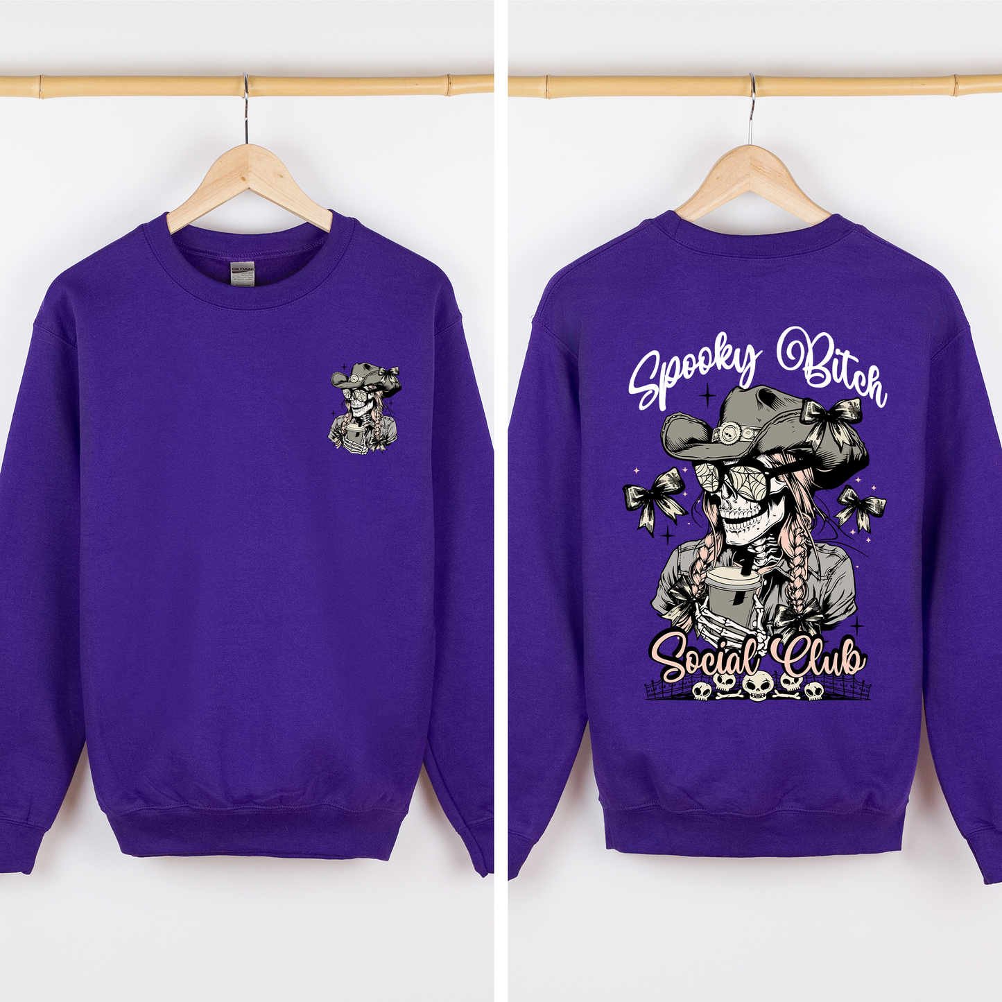 Spooky Bitch Social Club, Skeleton, Coquette, Halloween, Trending Graphic Sweatshirt