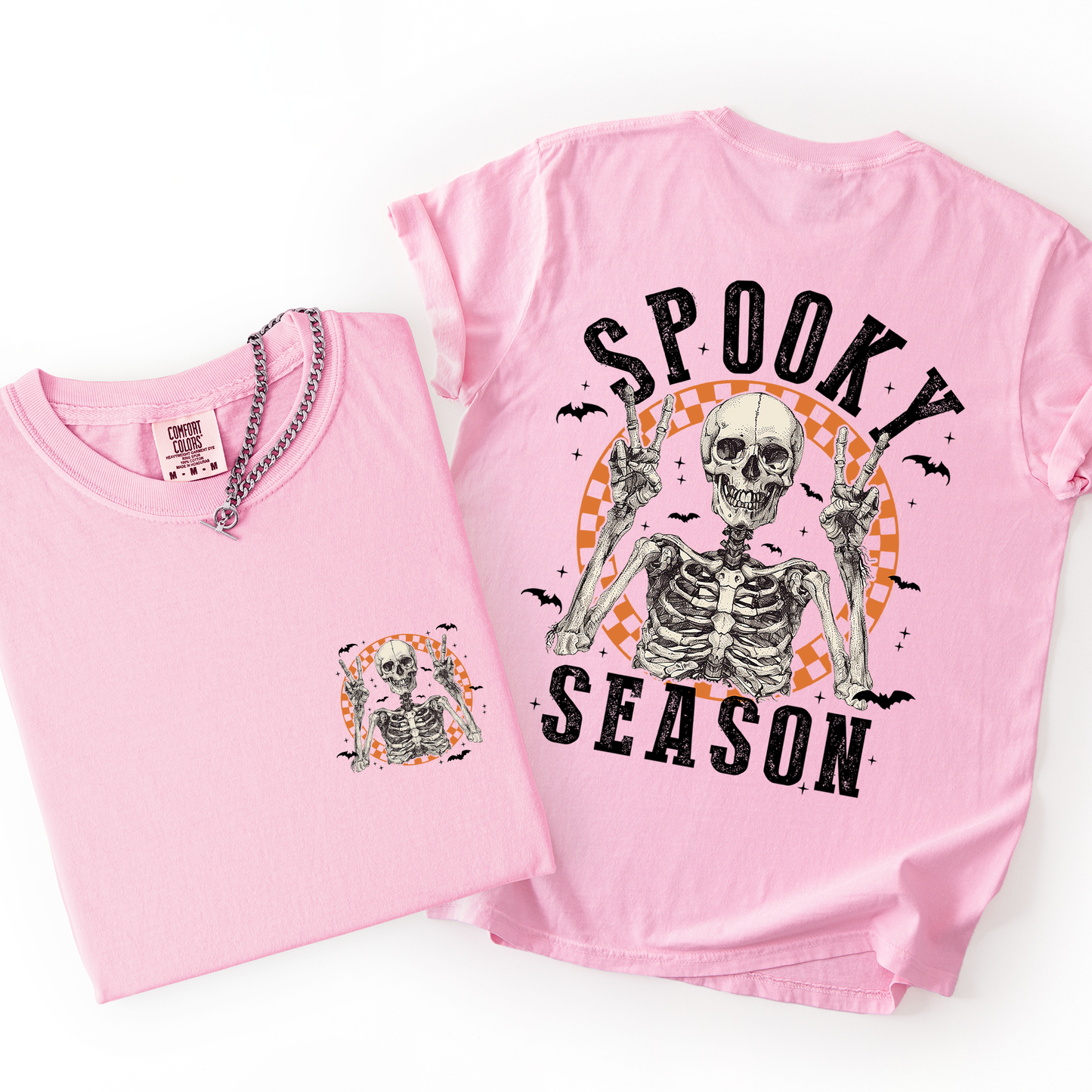 Skeleton Graphic Comfort Colors T-Shirt Spooky Season Front and Back Refinery Number One