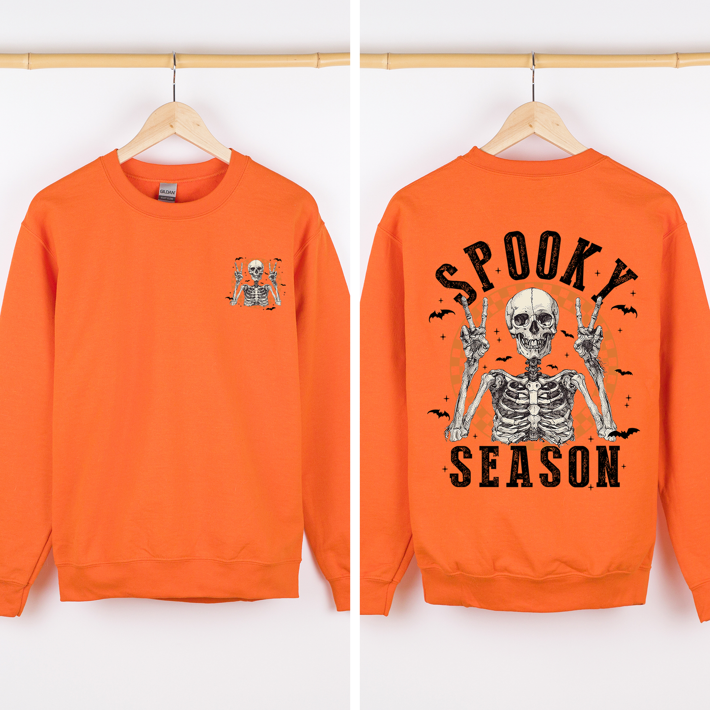 Spooky Season, Front and Back, Skeleton, Halloween Sweatshirt